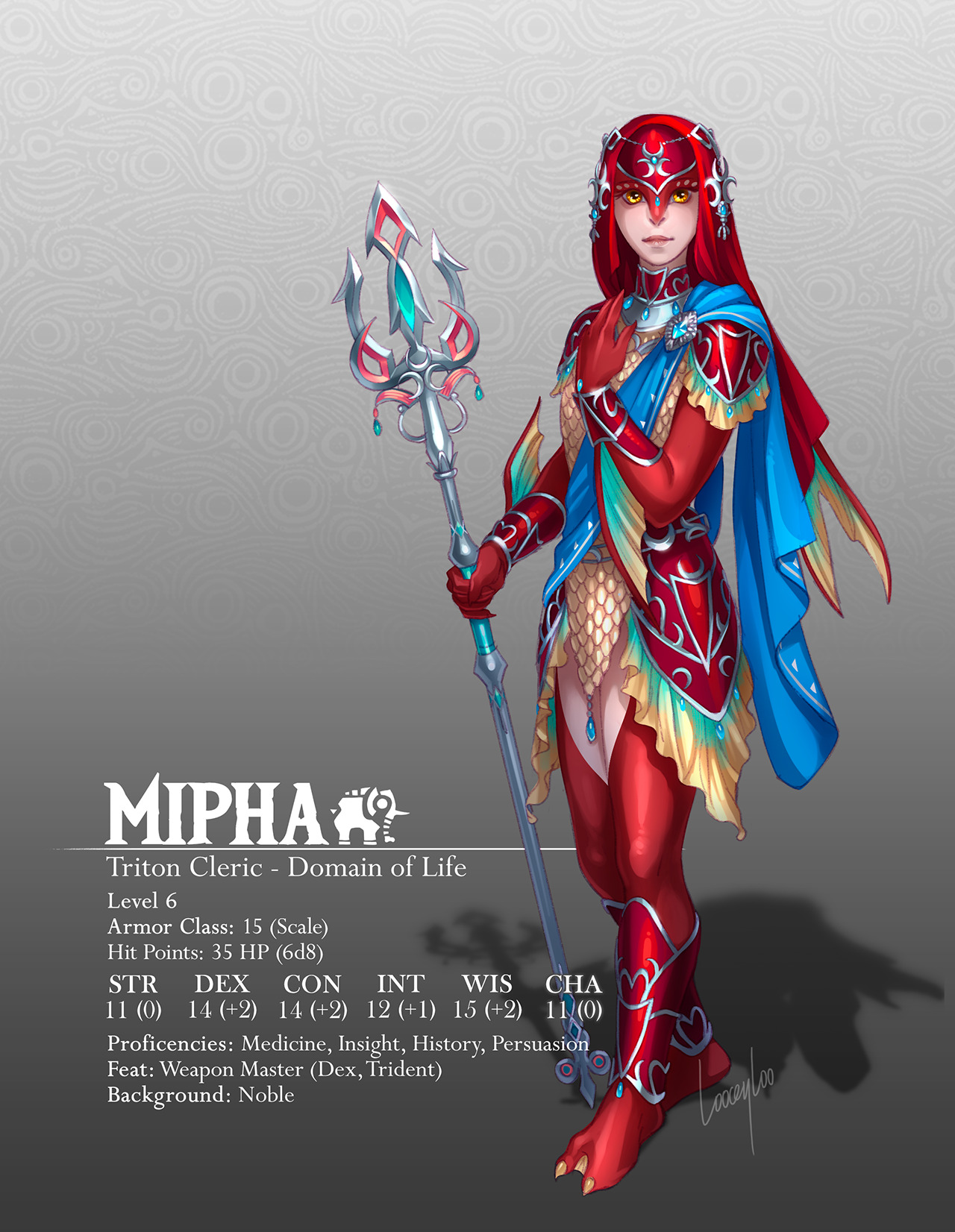 [OC][ART] Made a 5e build for Mipha from Legend of Zelda Breath of the
