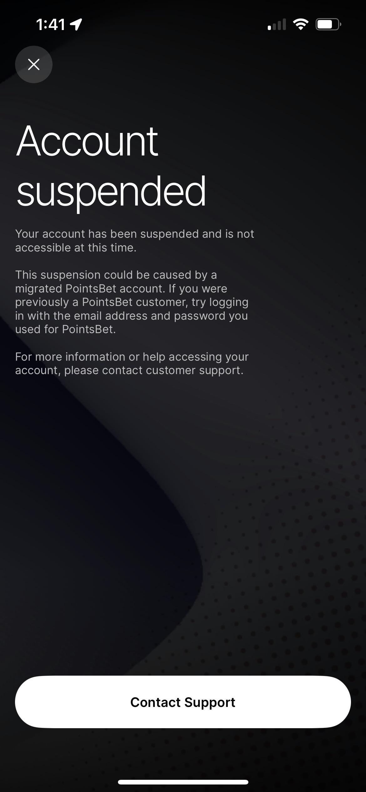 Account suspended on Fanatics. I’ve never had a points bet account. I