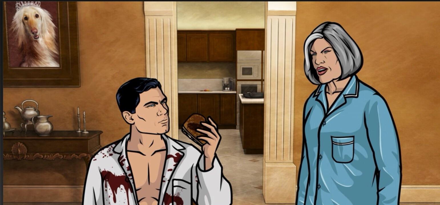 In “Archer” Mallory has pictures of her deceased dog “Duchess” all over her apartment, whose