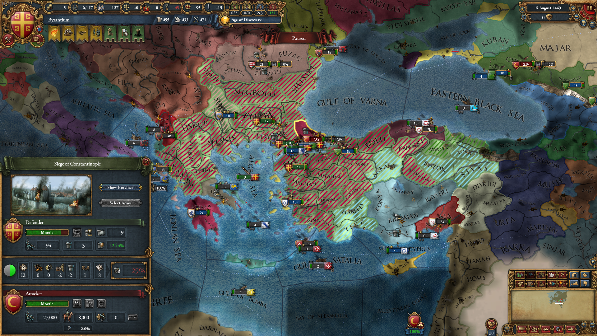 "Ottoman cannons can't melt Byzantine walls" 1449 colorized r/eu4