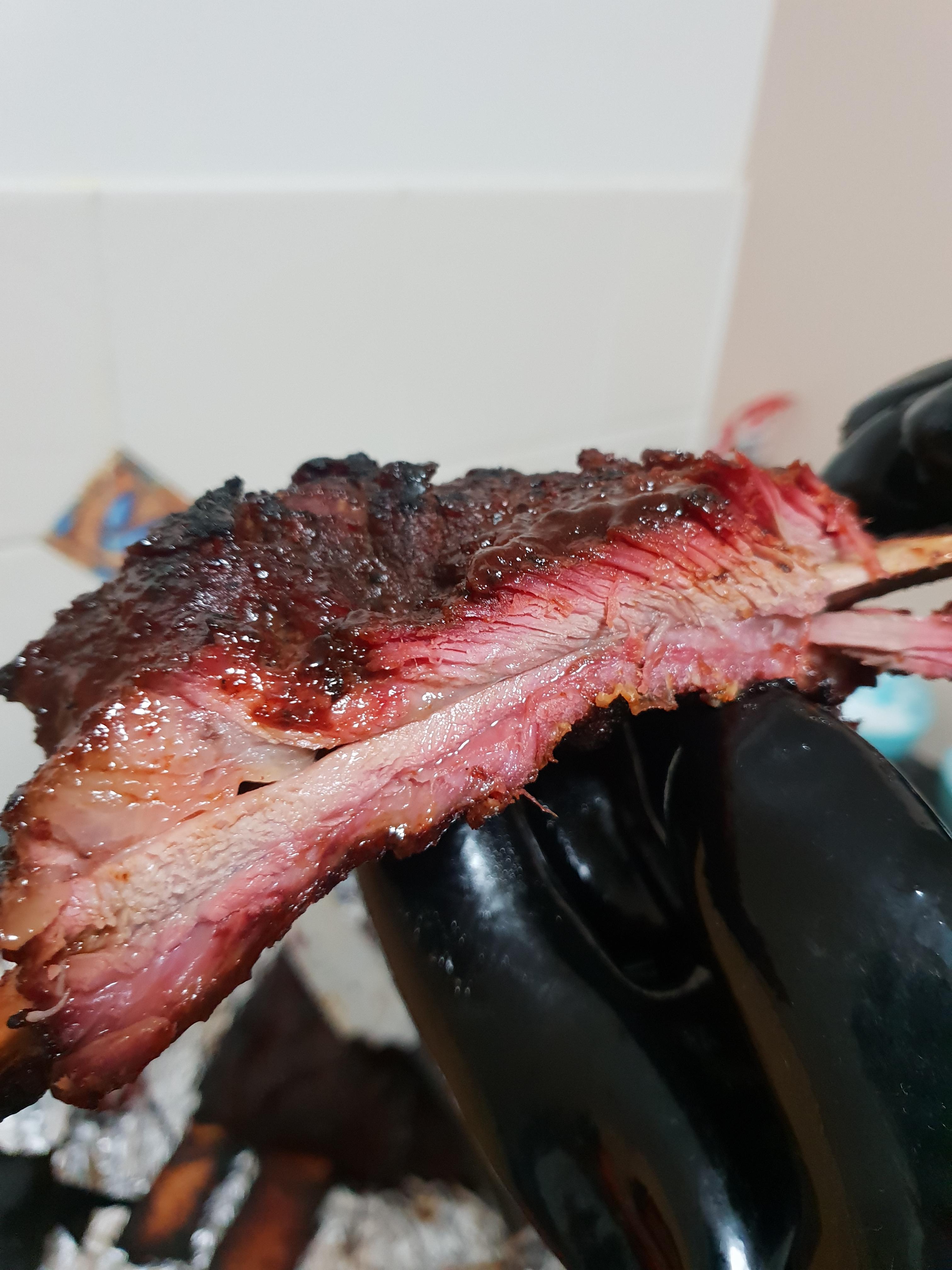 Some beef ribs on the kettle today. Smoked at 120c for 8 hours on lump