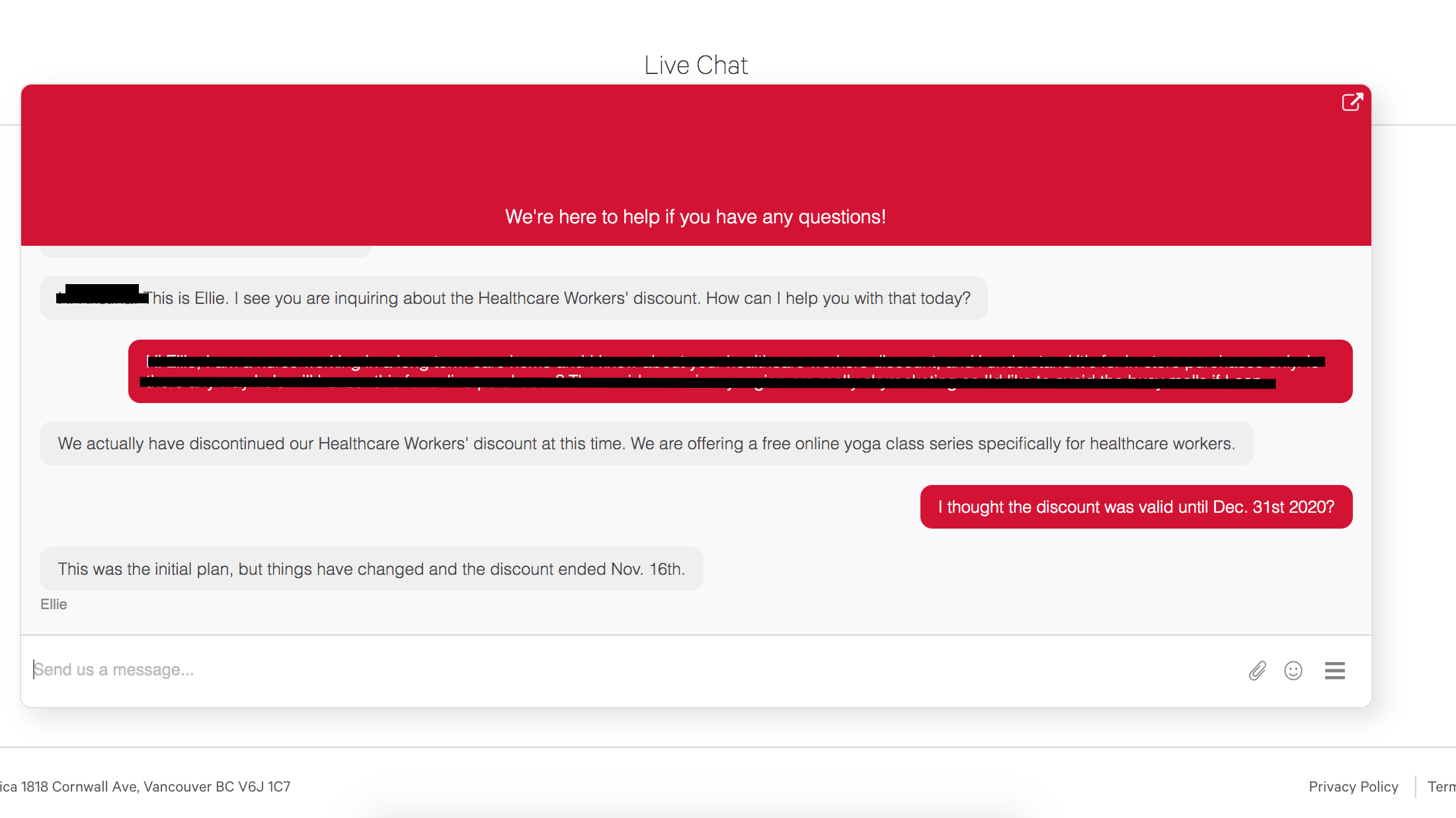 Lululemon suddenly DISCONTINUED their healthcare workers discount