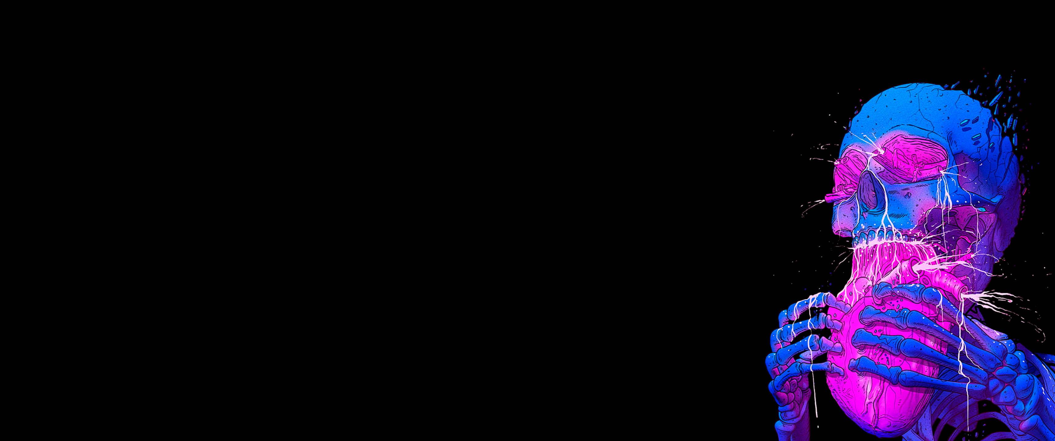 Neon Skeleton for OLED [3440x1440] WidescreenWallpaper