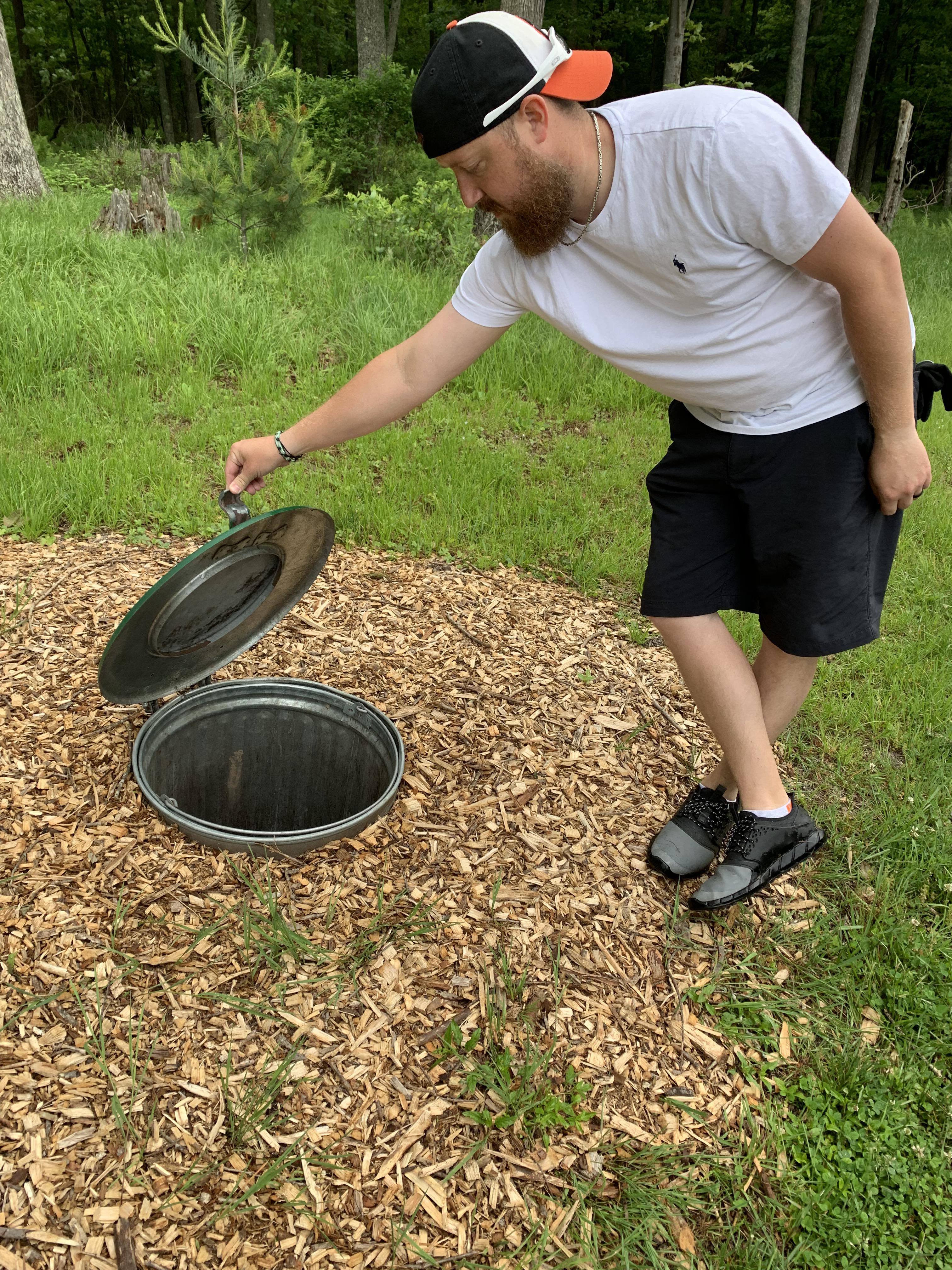 This golf course in Md places their trash cans in the ground to prevent