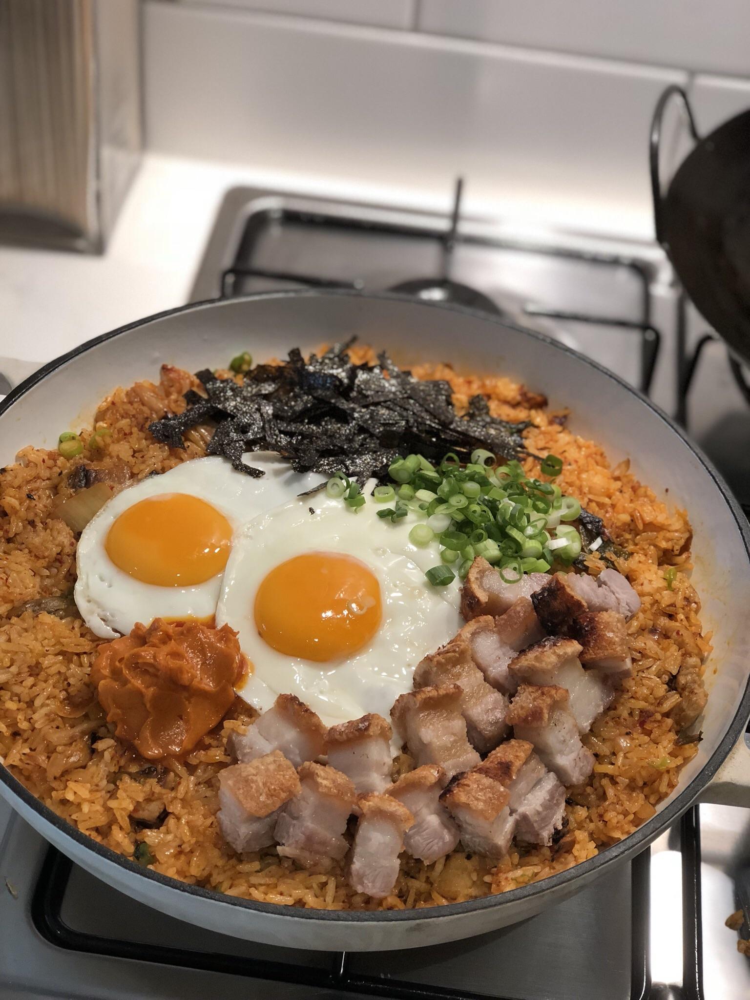 [Homemade] kimchi pork belly fried rice r/food