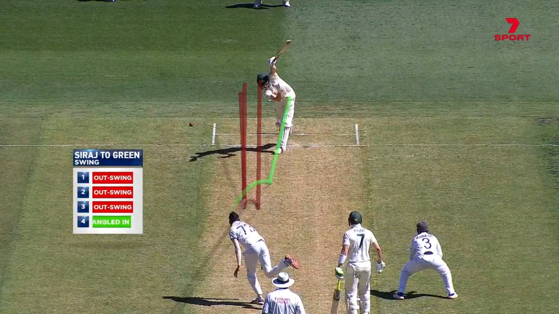 Brilliant setup by Siraj to Green r/Cricket