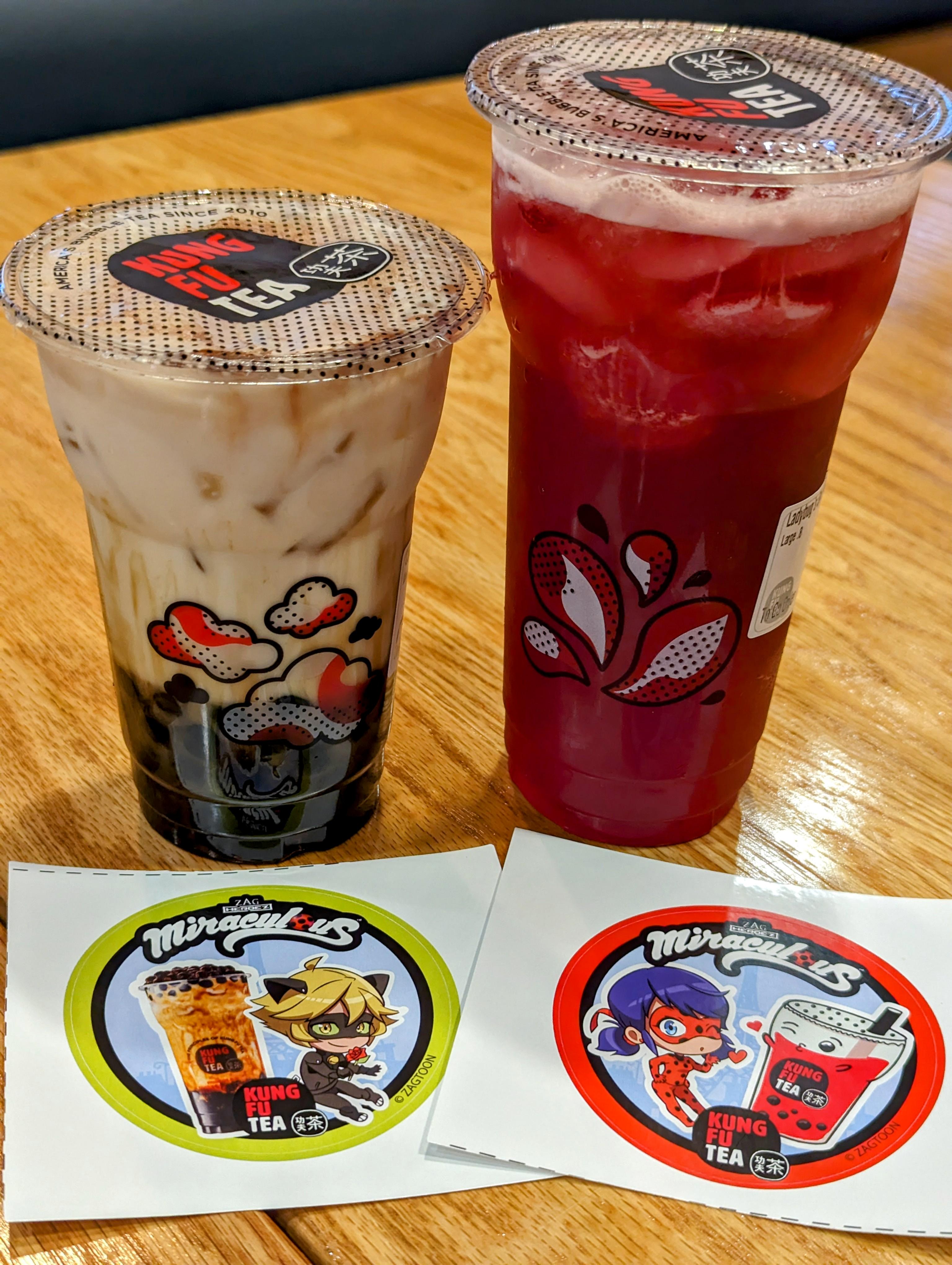 Kung Fu Tea has Miraculous Ladybug theming right now and it's adorable