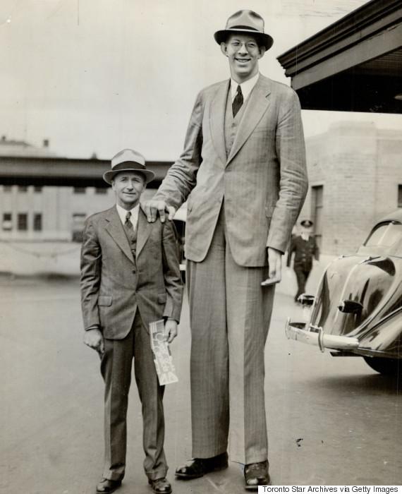 Robert Wadlow, the tallest person in recorded history, looking dapper