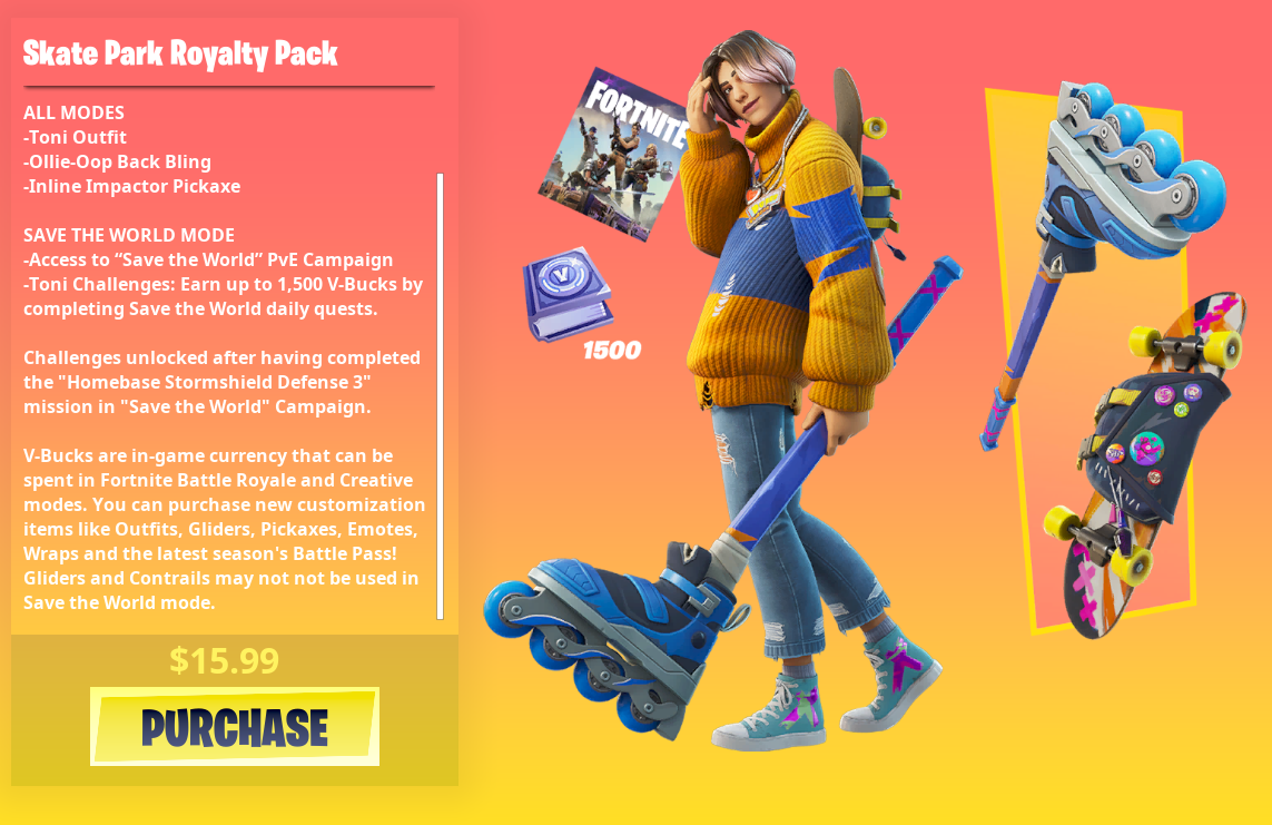 Does skate park roality pack, Give you founder in stw? r/FortNiteBR