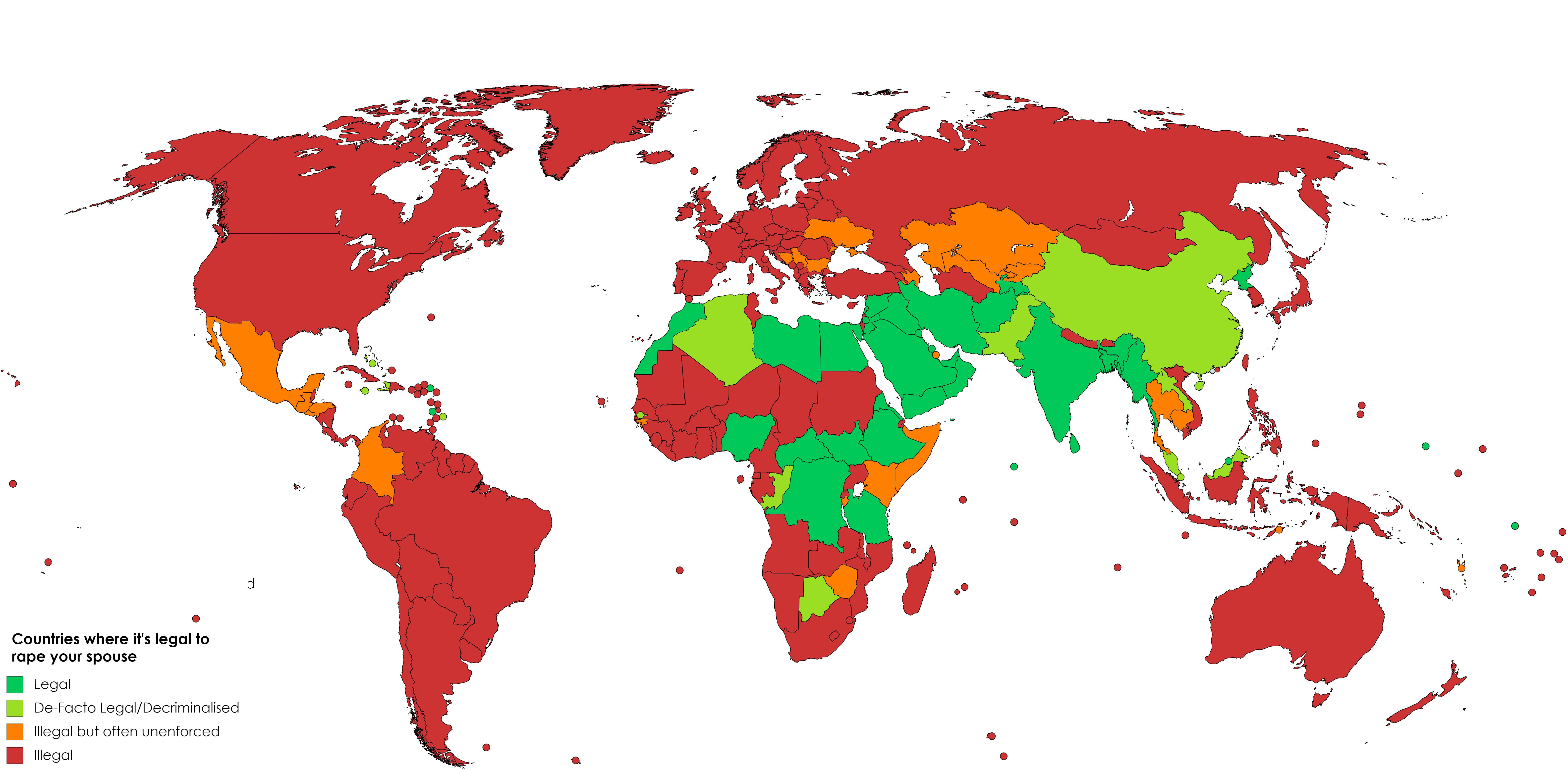 Marital Rape Laws by Country r/MapPorn
