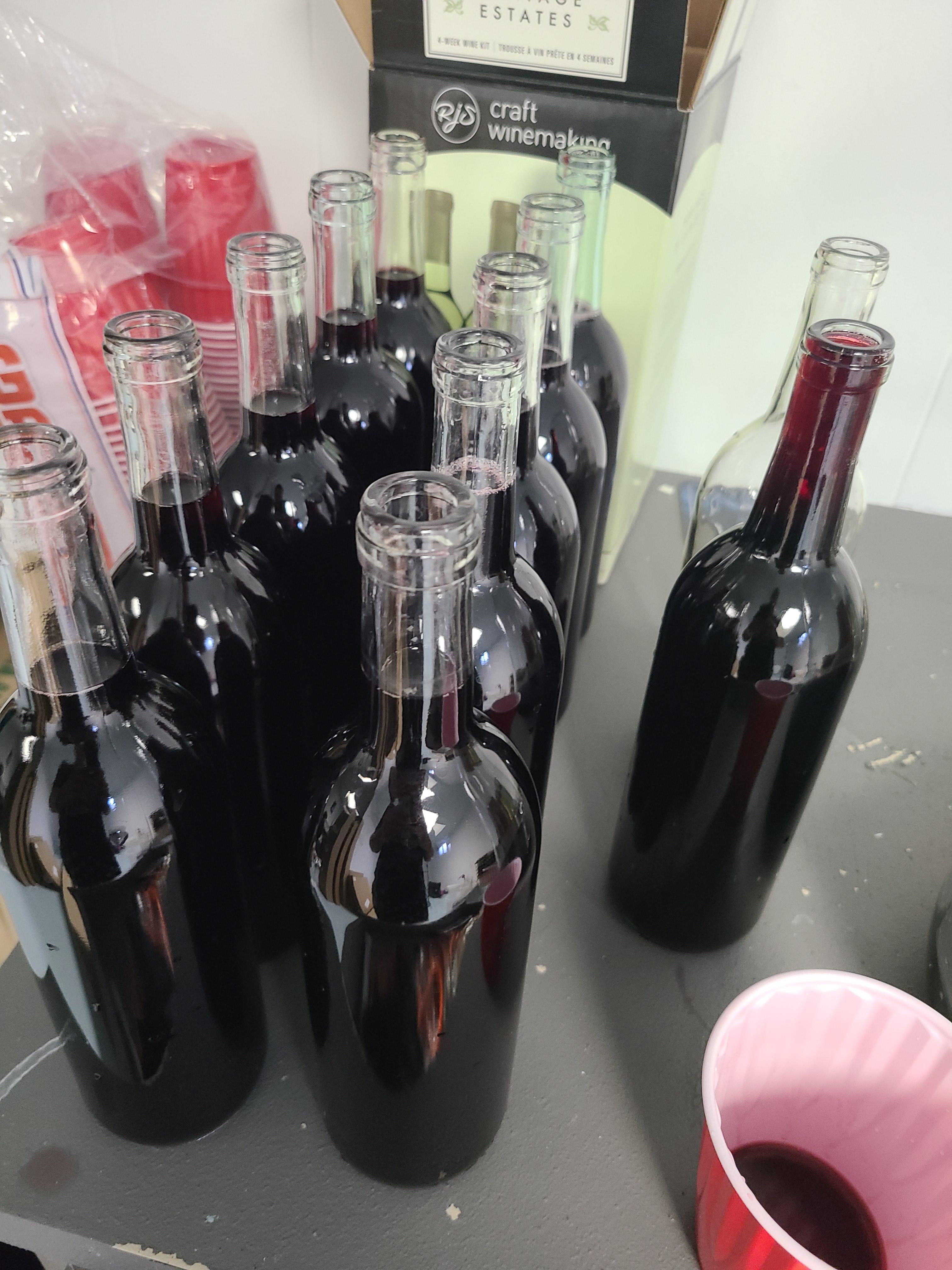 First ever wine kit bottled last night. Got 25 bottles out of it