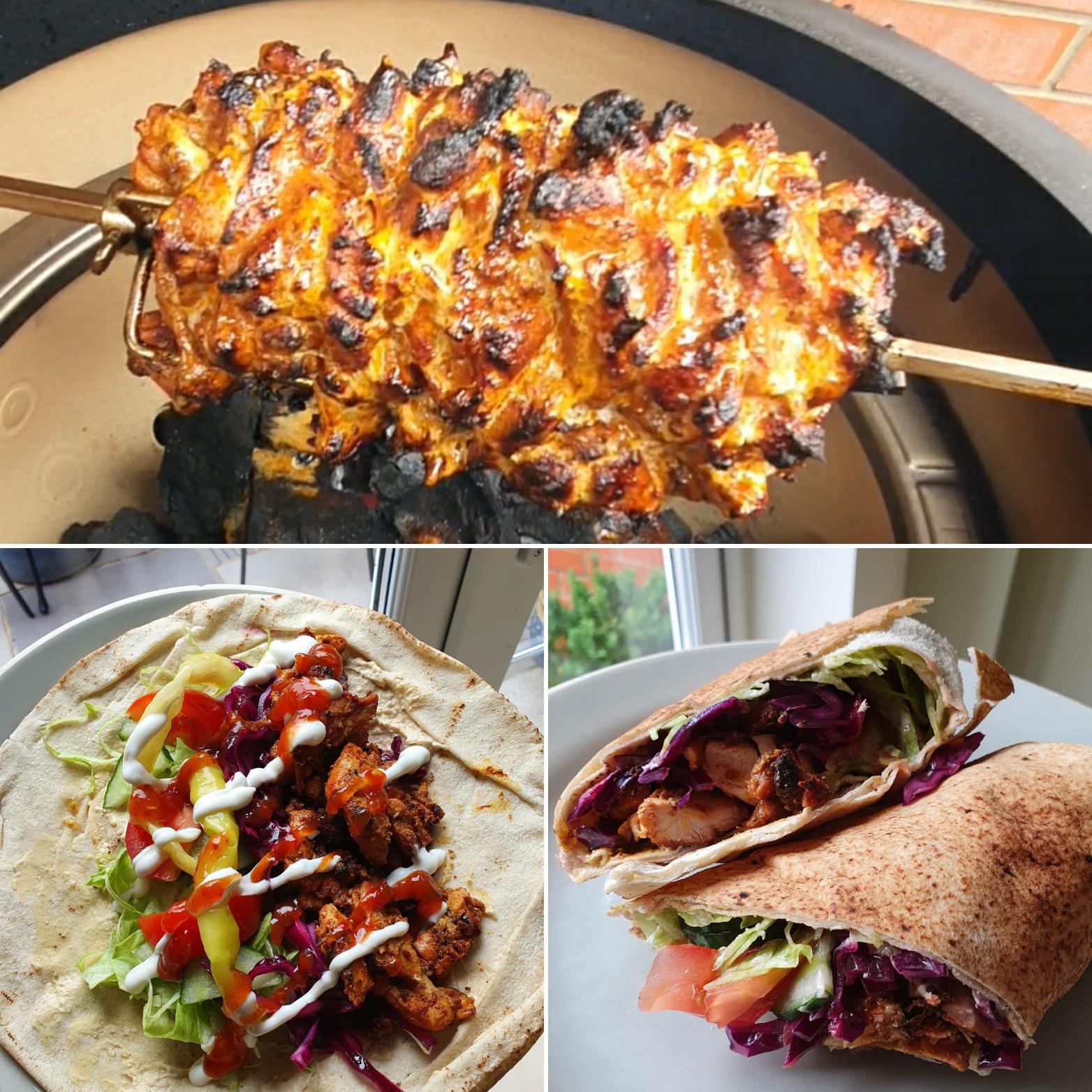 KJ Chicken Shawarma wrap using the LetzQ Rotisserie r/KamadoJoe