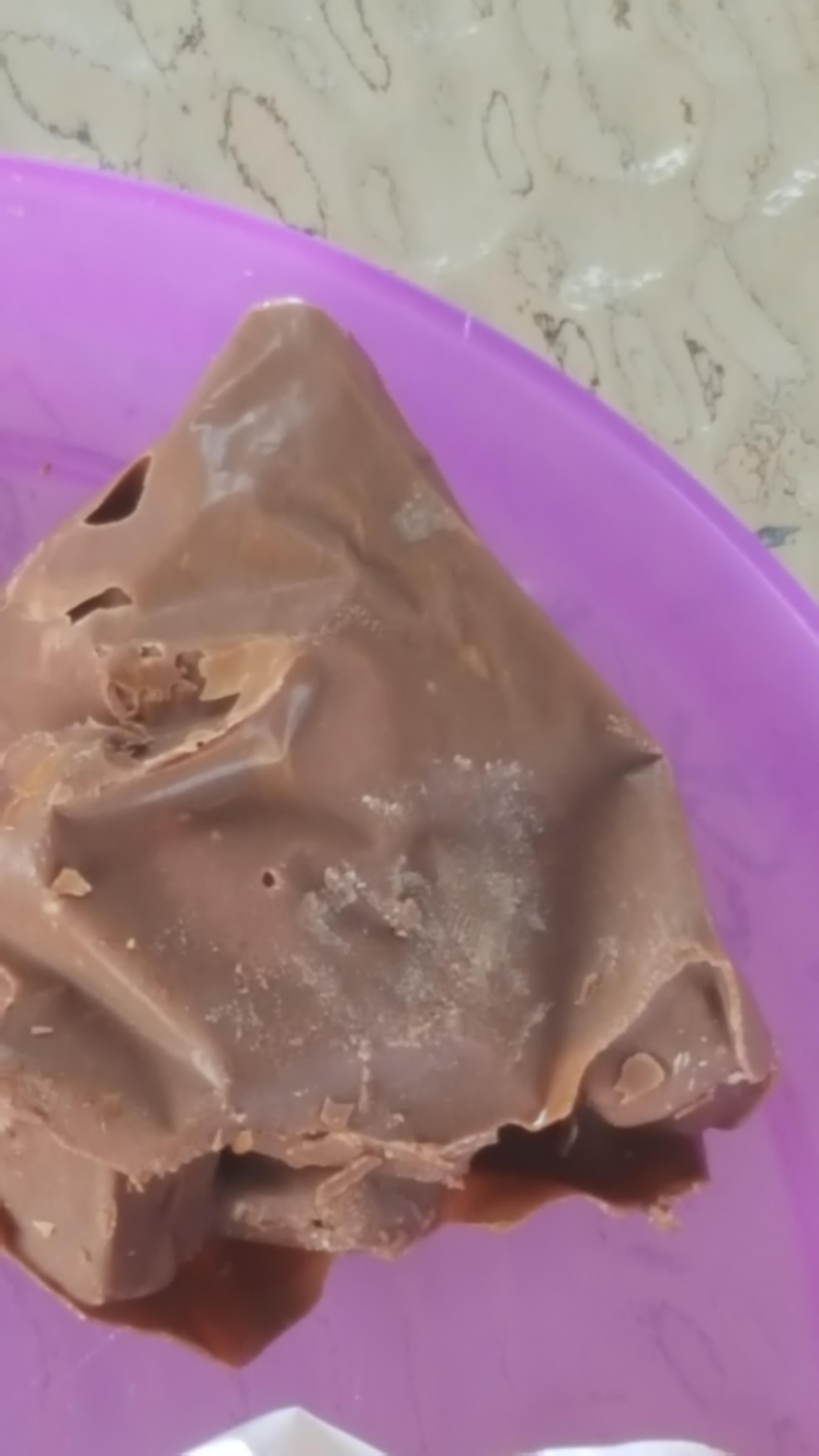 A whole bag of KitKat minis, melted in the 104° heat and refrozrn r