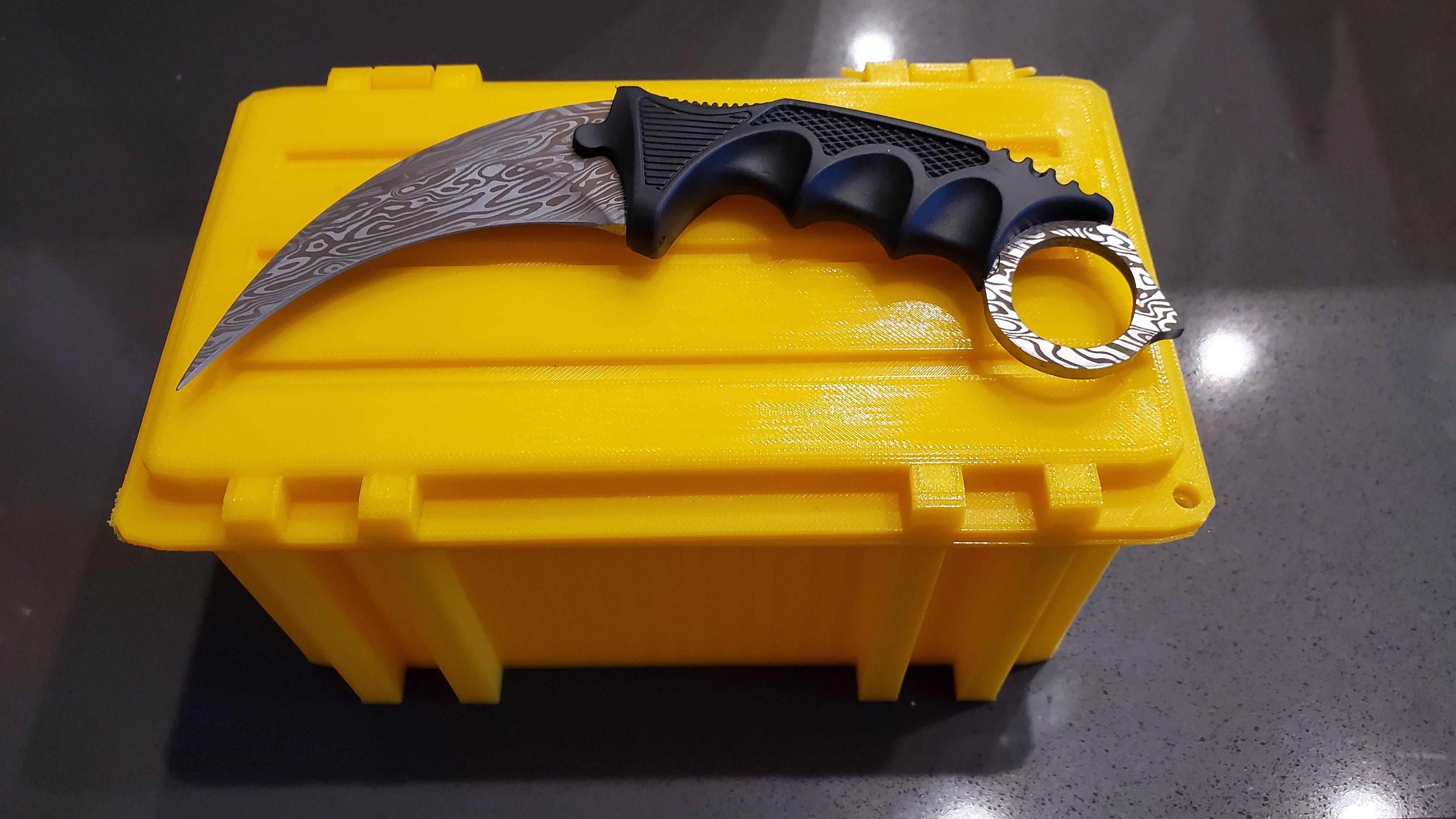 I cant afford the knife in game so I got my brother a real version with a crate to match for