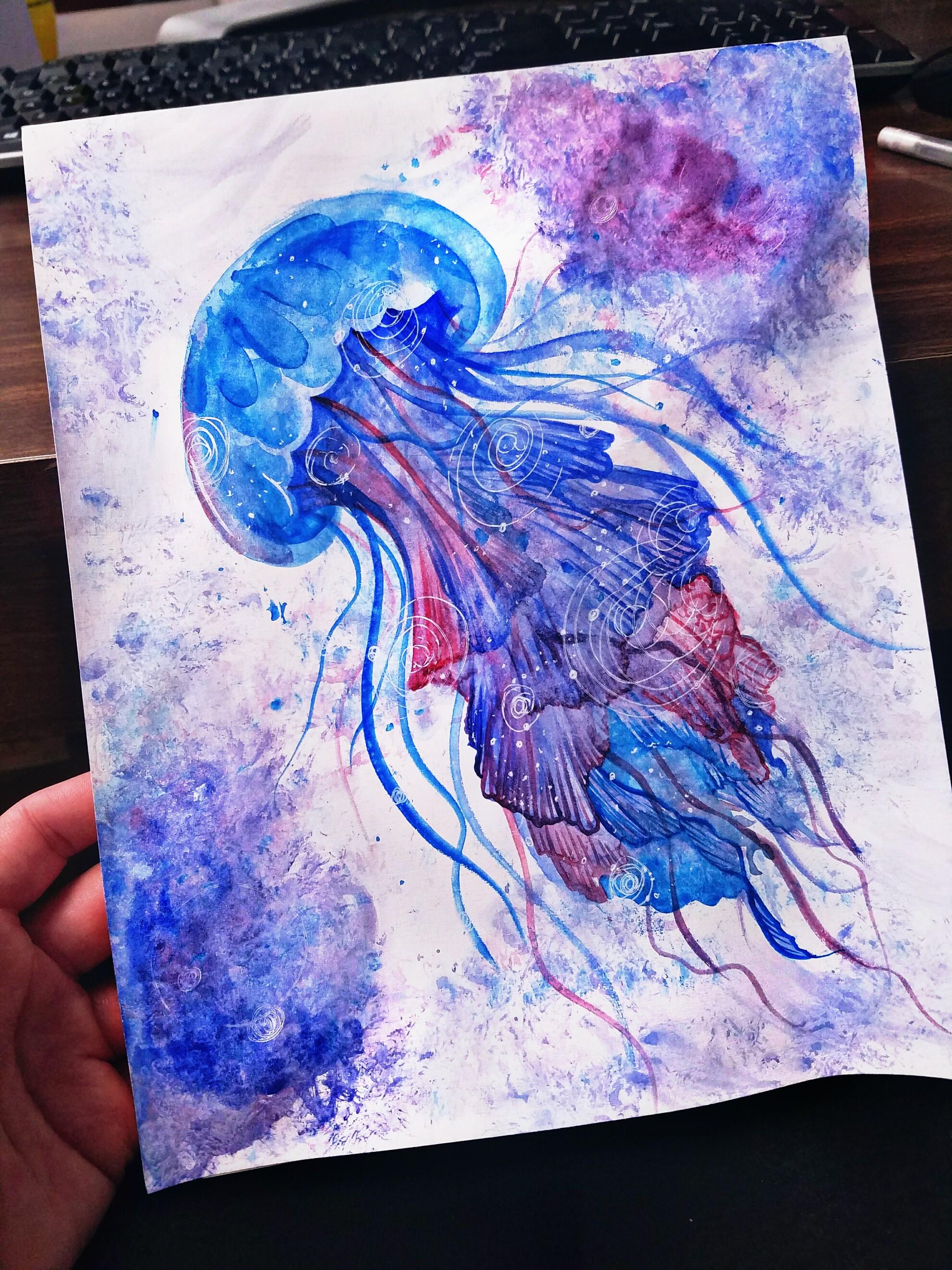 Jellyfish, watercolor, A4 (xpost r/Watercolor) r/Art