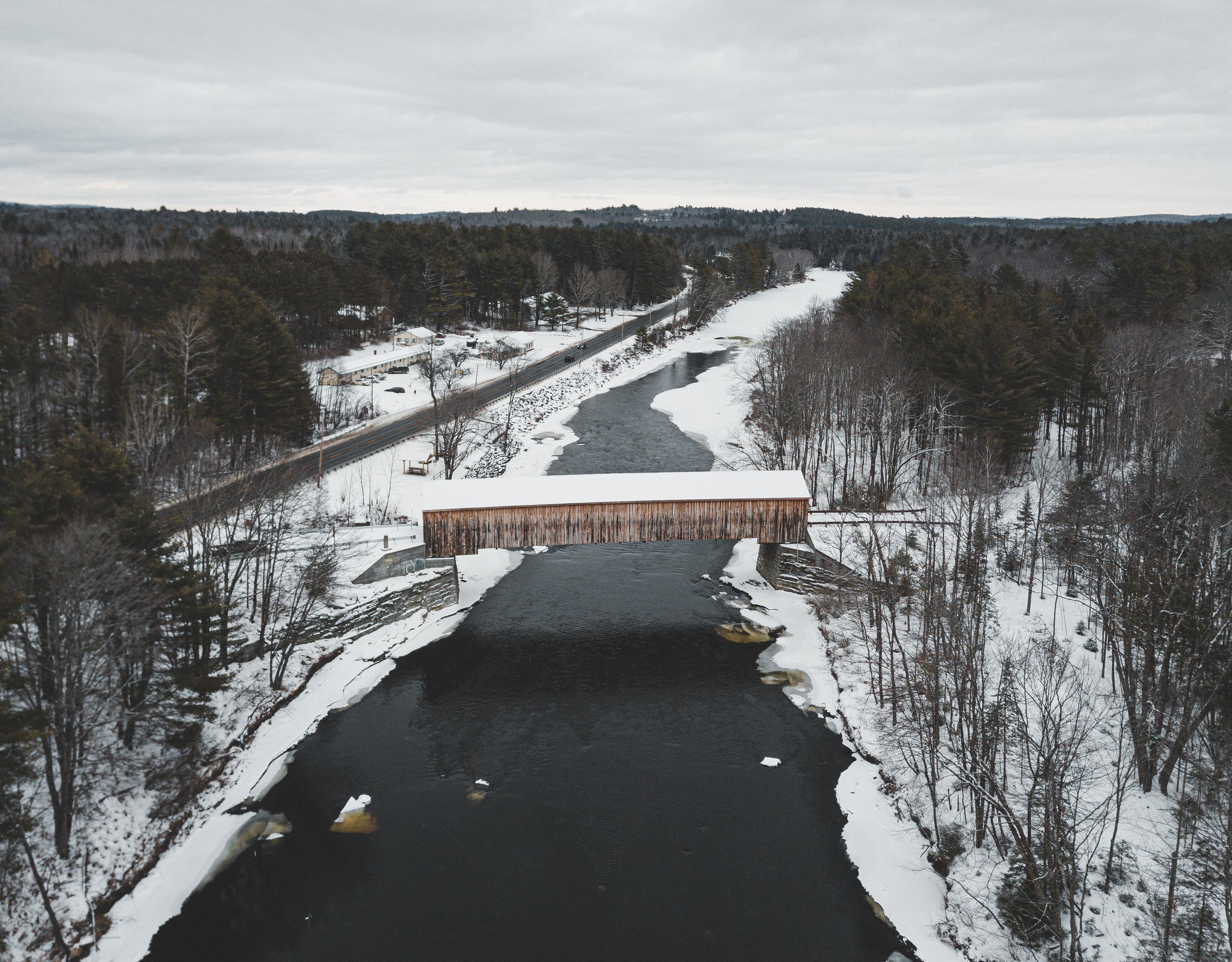 Took the drone to Lowe's Covered Bridge Yesterday Morning Guilford ME