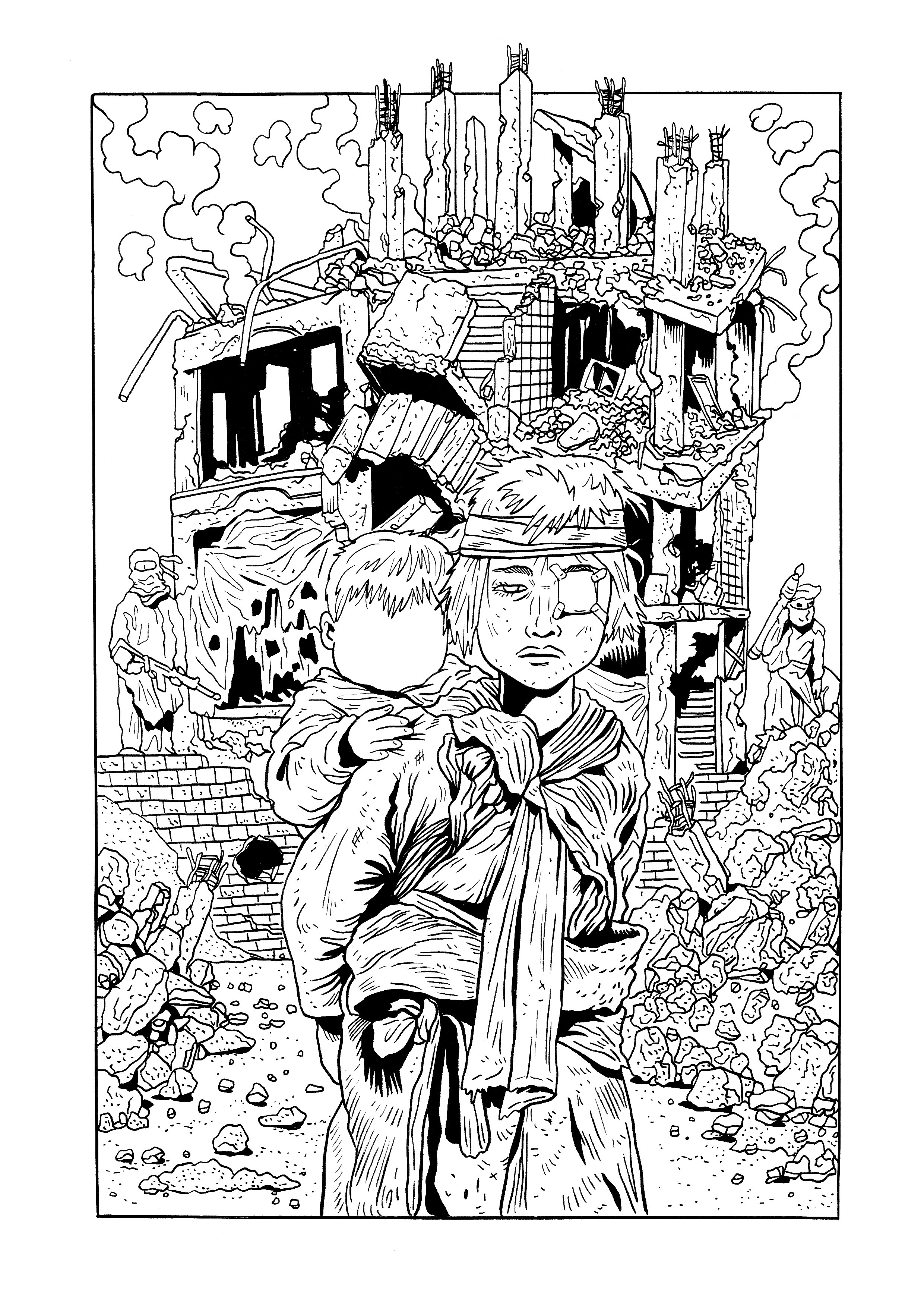 Line work from violent coloring book "RIOT" r/Coloring