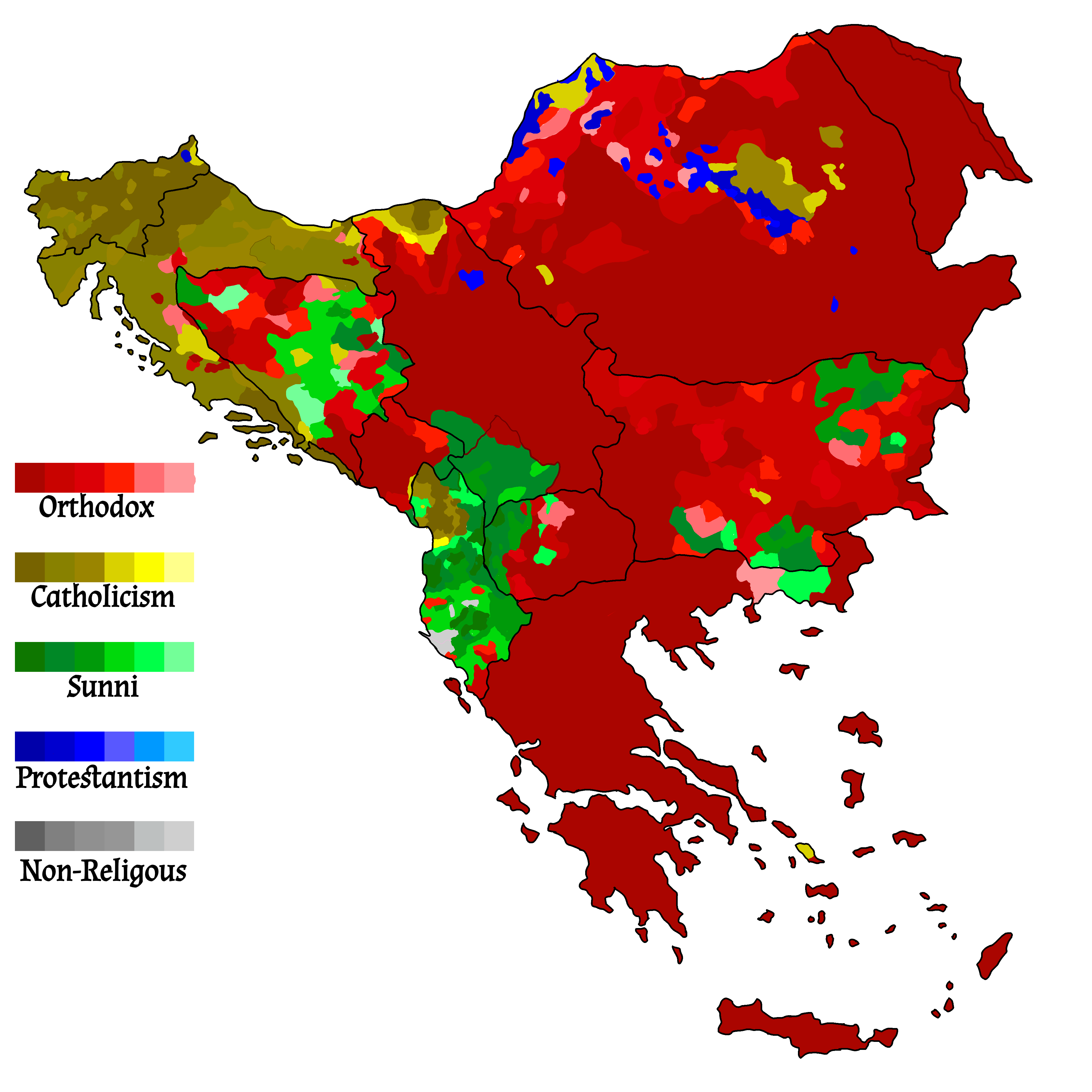 Religious Map Of The Balkans (fixed) r/MapPorn
