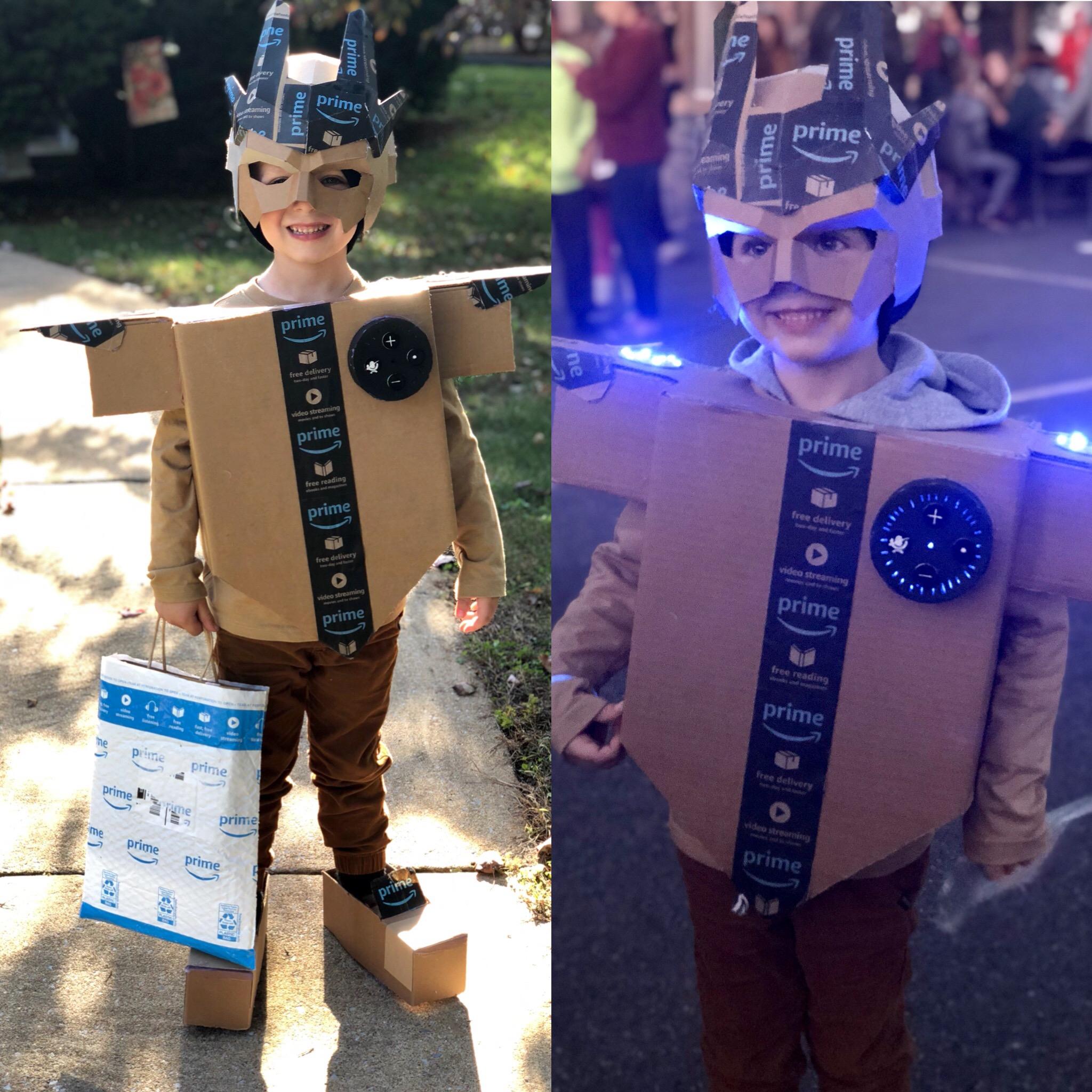 My sons 'Amazon Prime' Halloween costume this year! r/pics
