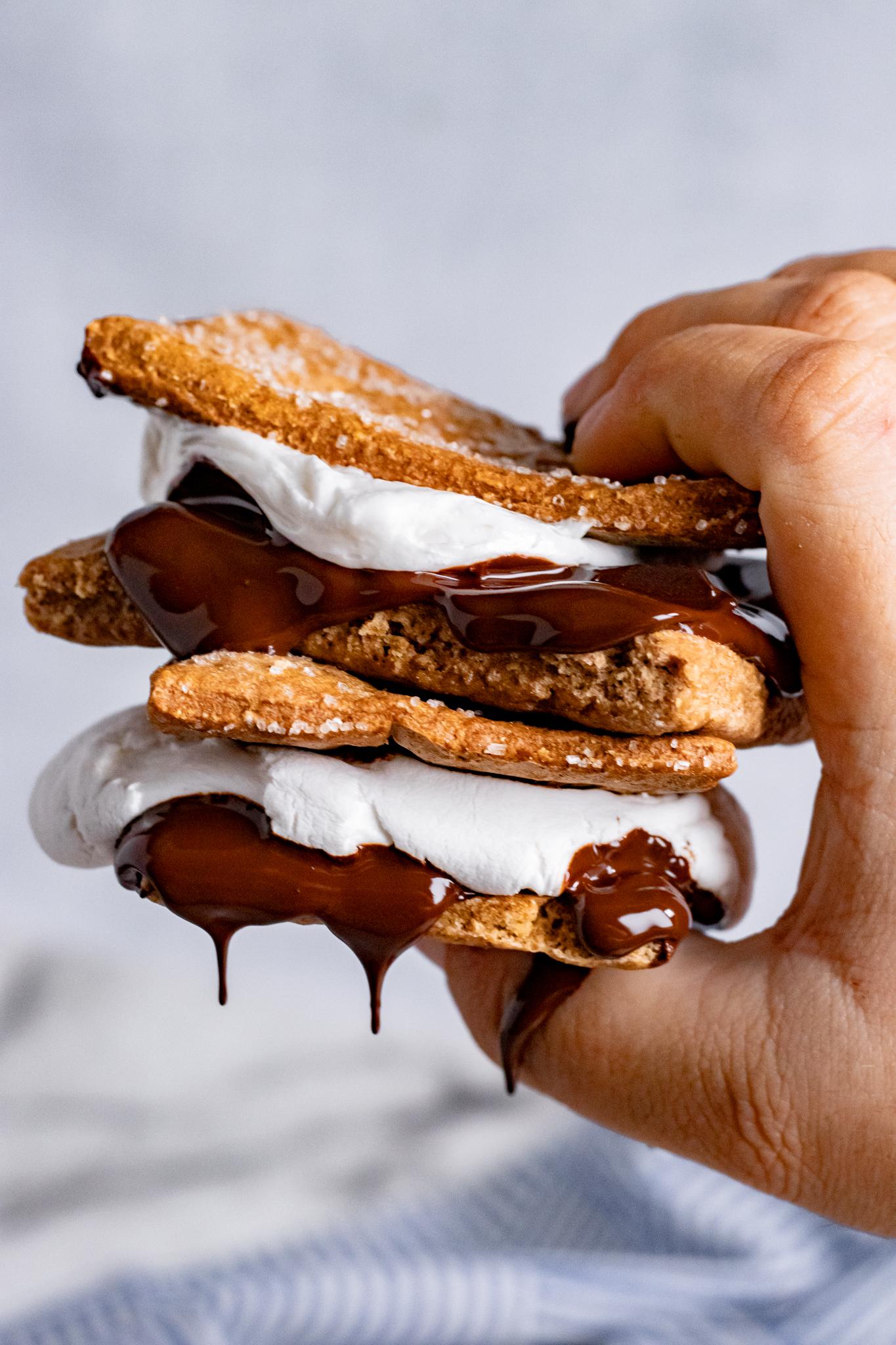 Vegan Smores with Homemade Cinnamon Sugar Graham Crackers r/vegansnacks