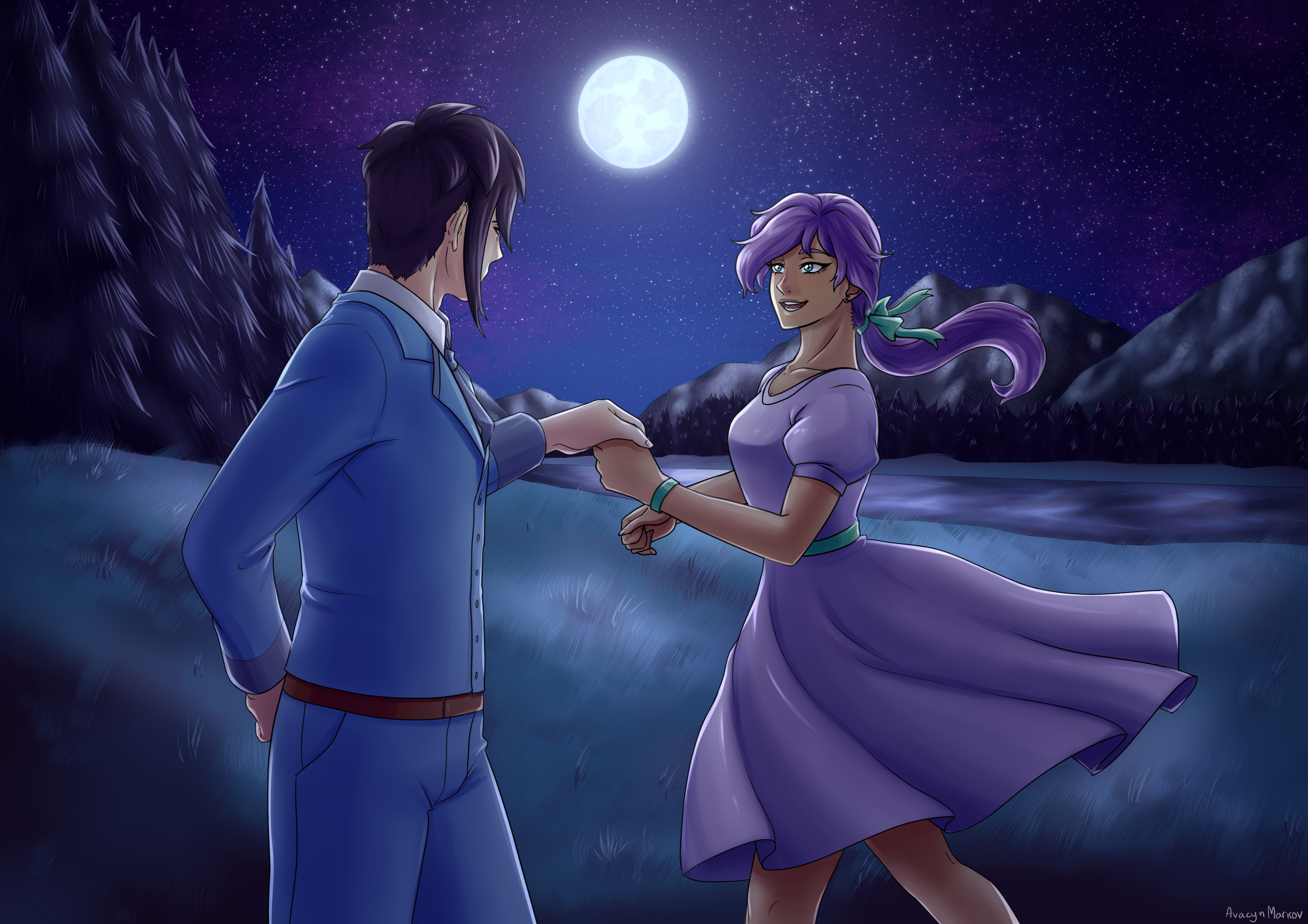 Flower Dance fanart [My Farmer and Sebastian] r/StardewValley