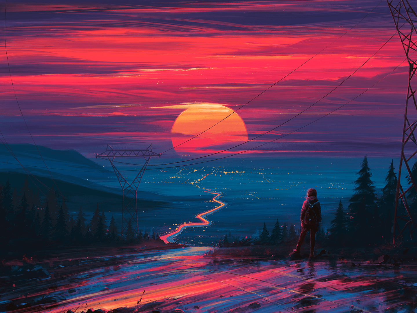 "Sunset over the city", Digital illustration, 1440x1080 r/Art