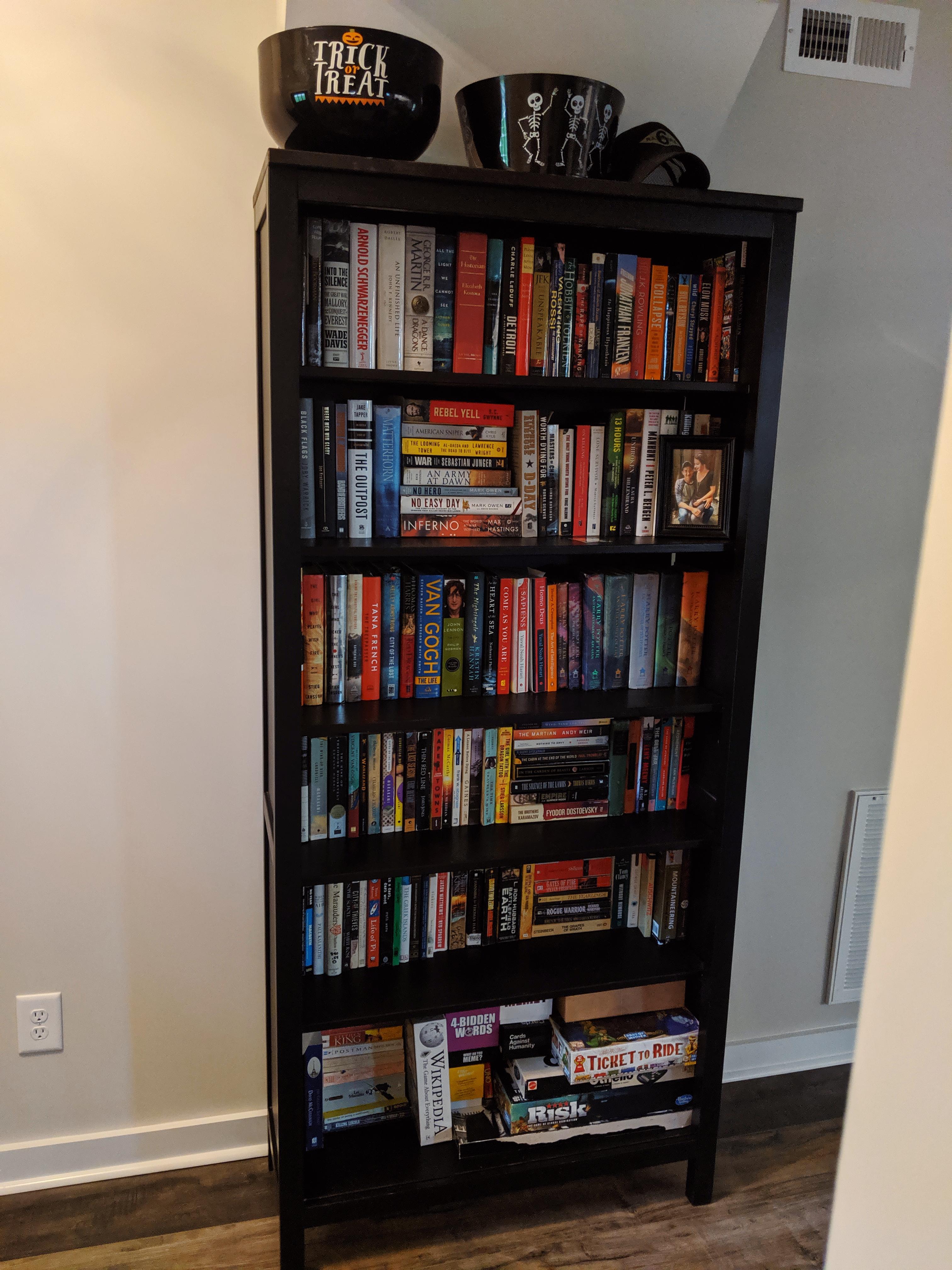 Just moved in.. the bookcase survives another move! Time for an