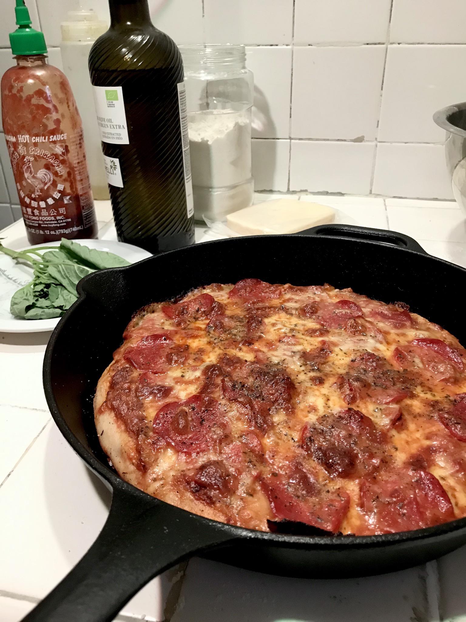 Who need a pizza stone when you have a cast iron [homemade] r/castiron