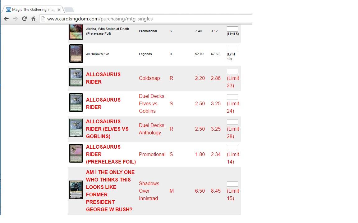 Hot cards on Card Kingdom's buylist r/magicTCG