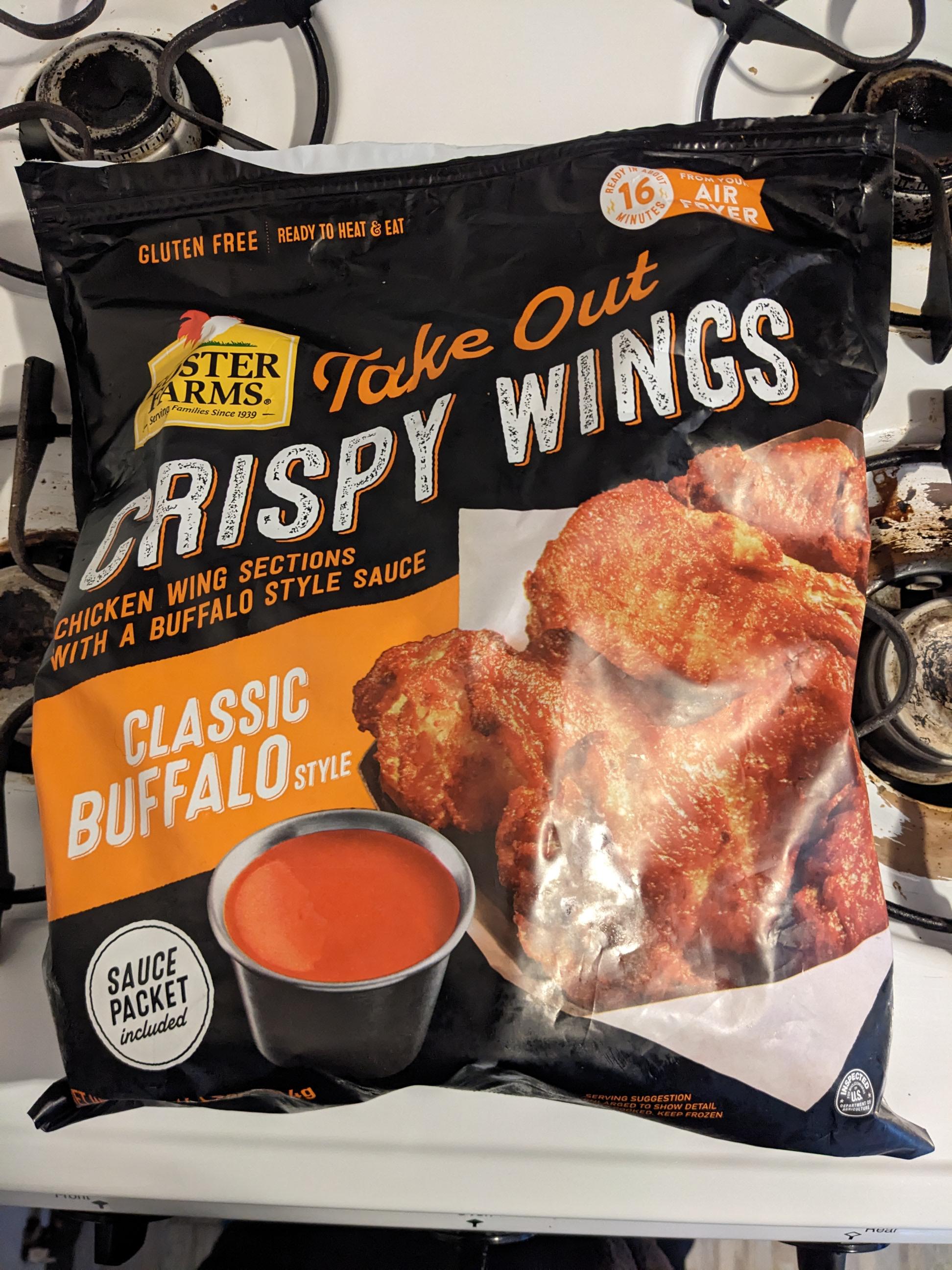 "crispy" wings were horribly flabby, even extra oven time couldn't