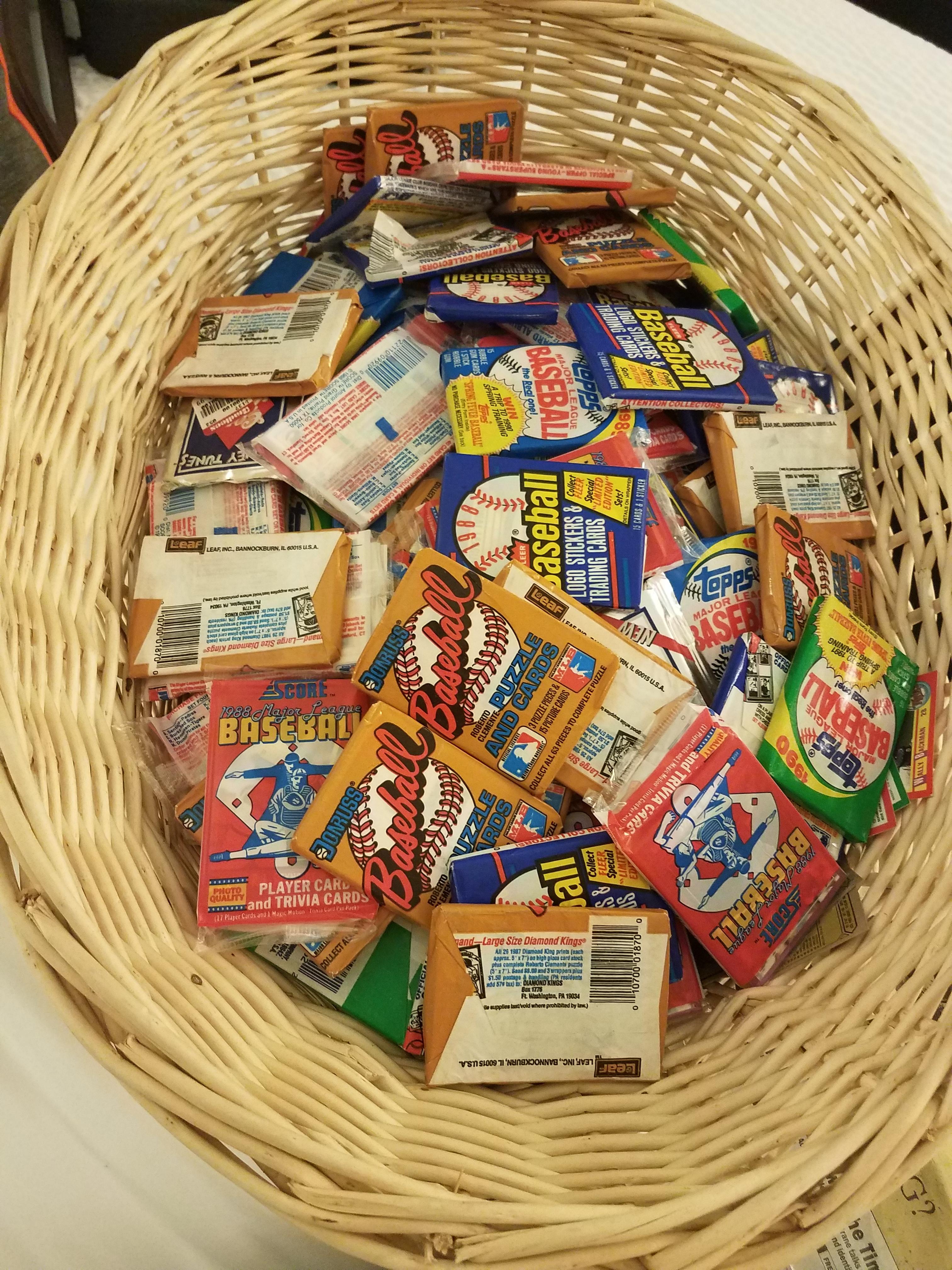 Baseball card haul. 145 unopened packs from the late 80s and early 90s