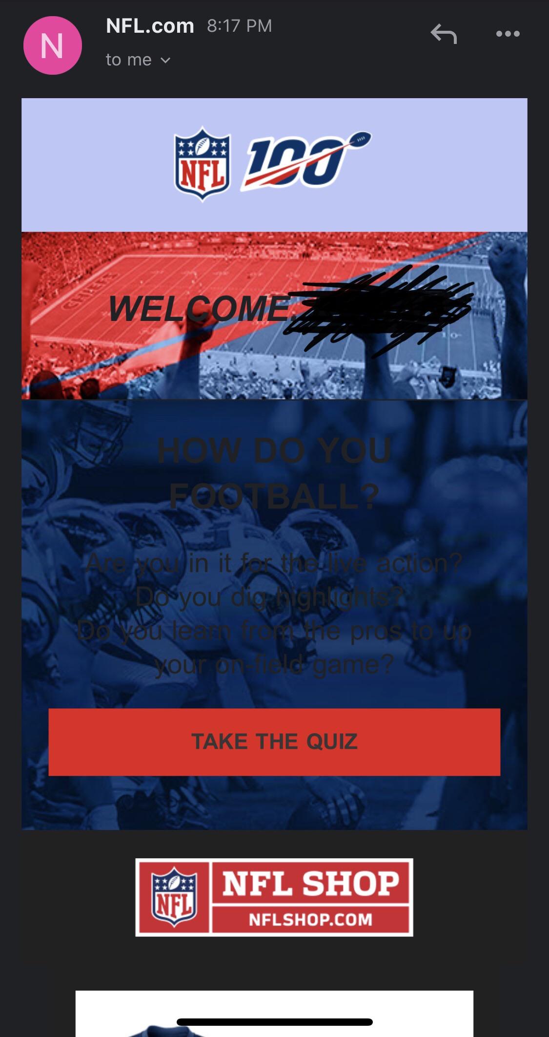 my fantasy football signup by sending me an email that