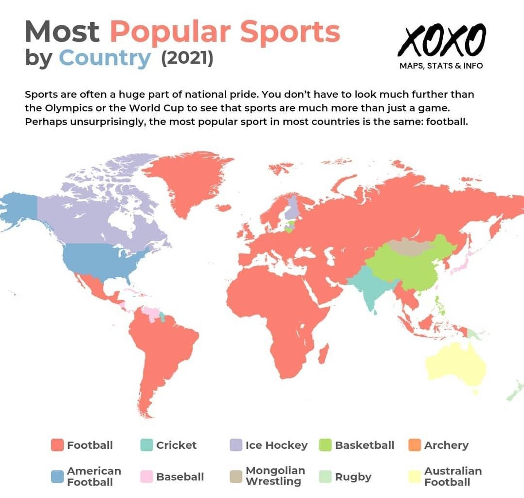 Most popular sport by country (2021) r/MapPorn