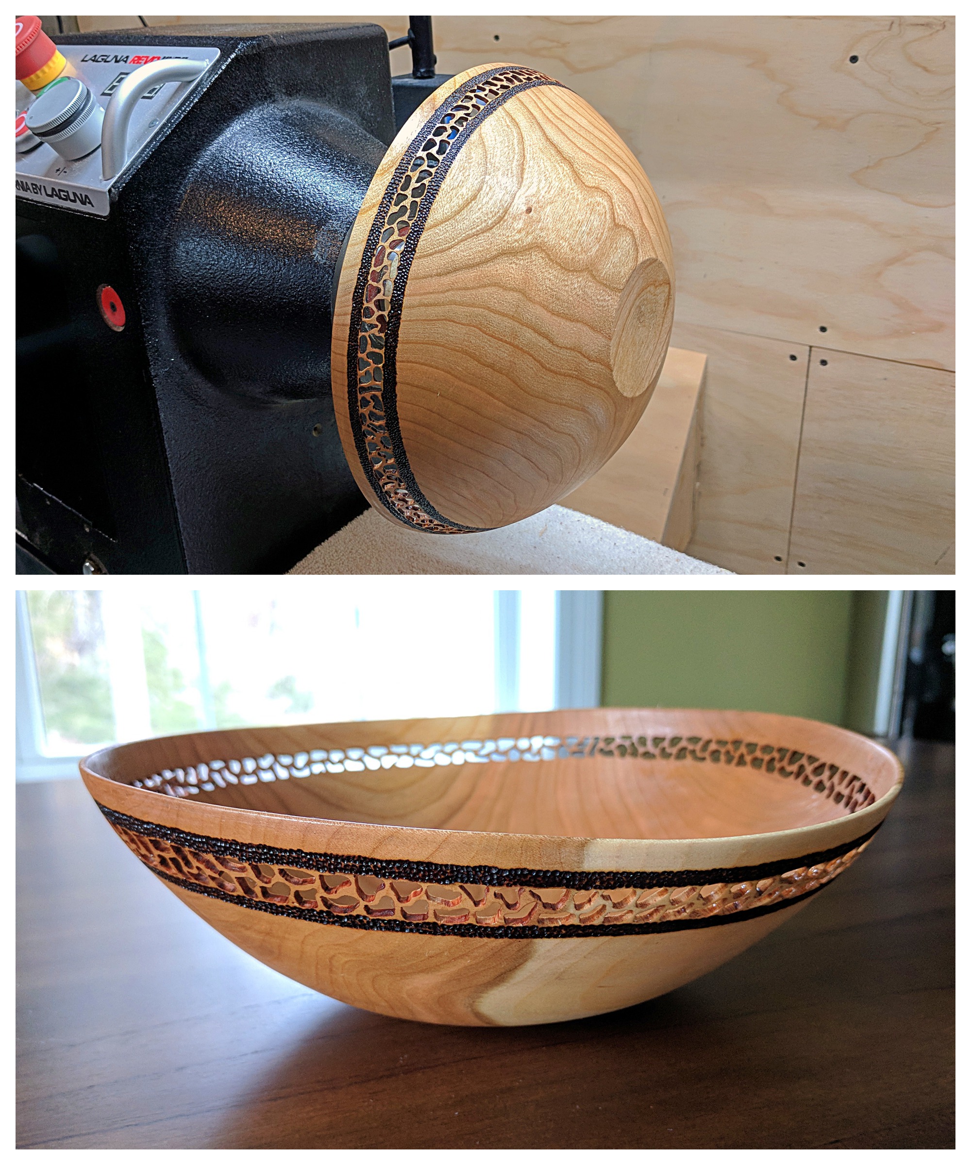 My first piercing and pyrography Cherry r/turning