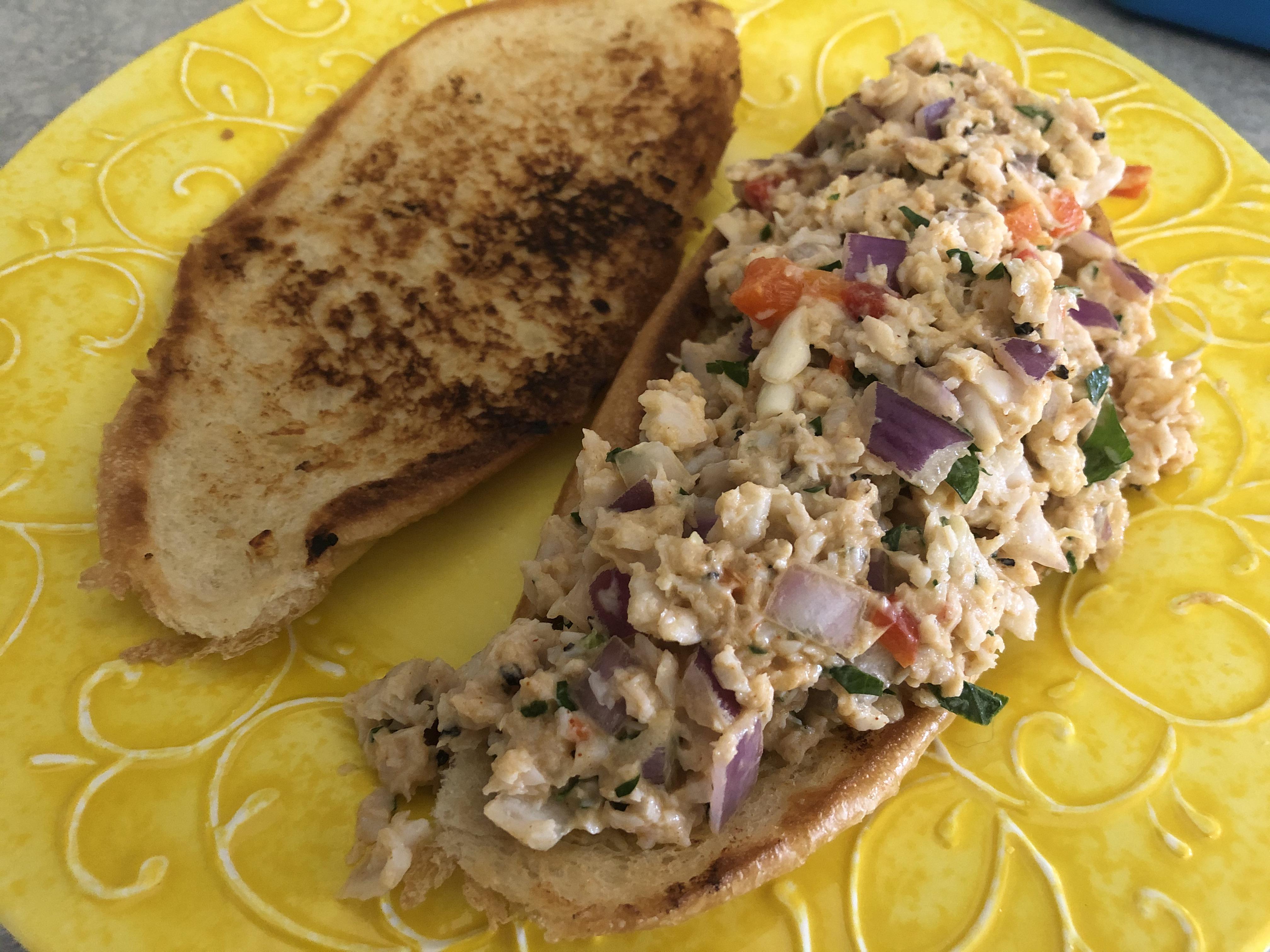 [Homemade] I caught and made Spanish mackerel Salad sandwich r/food