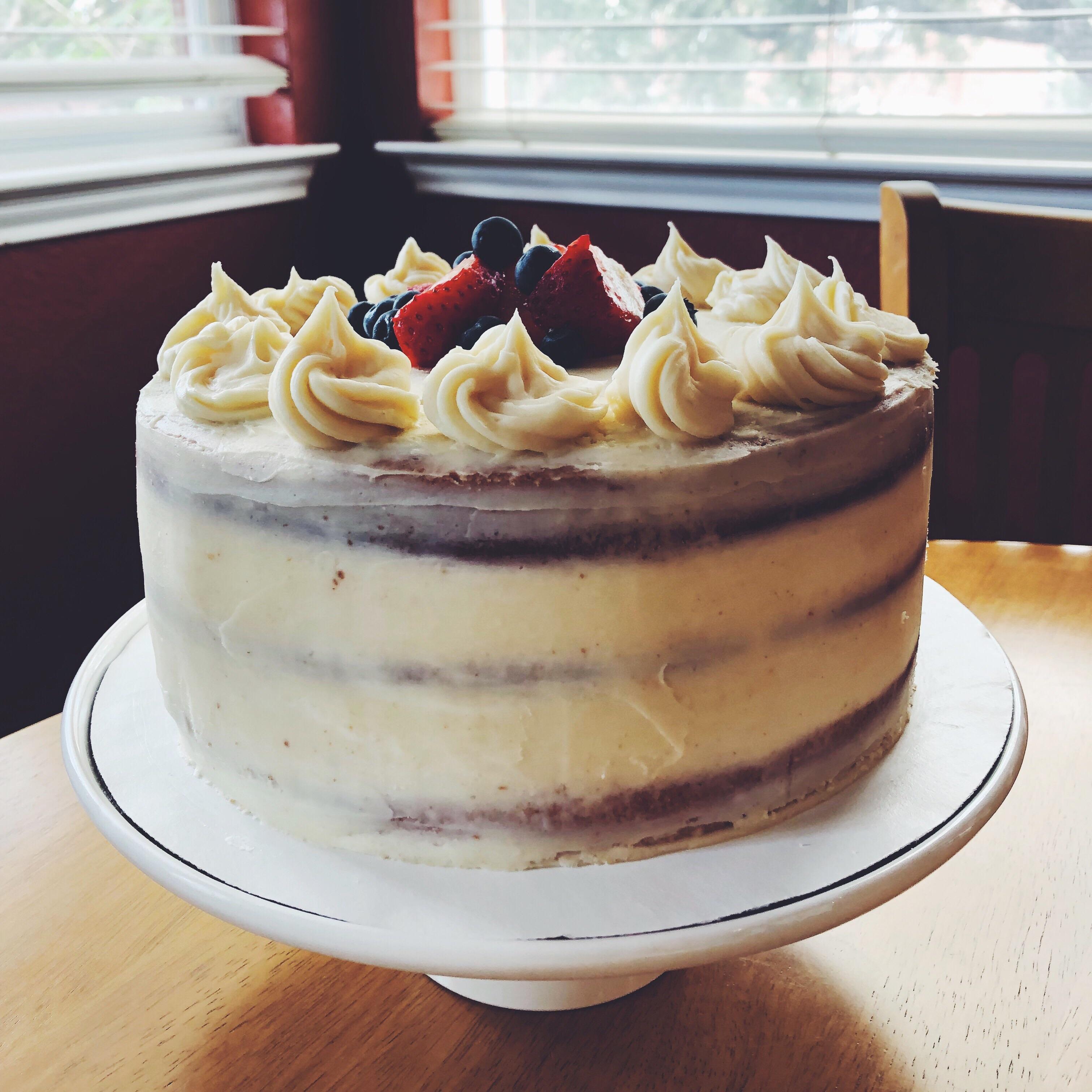 [Homemade] Three layer vanilla cake food