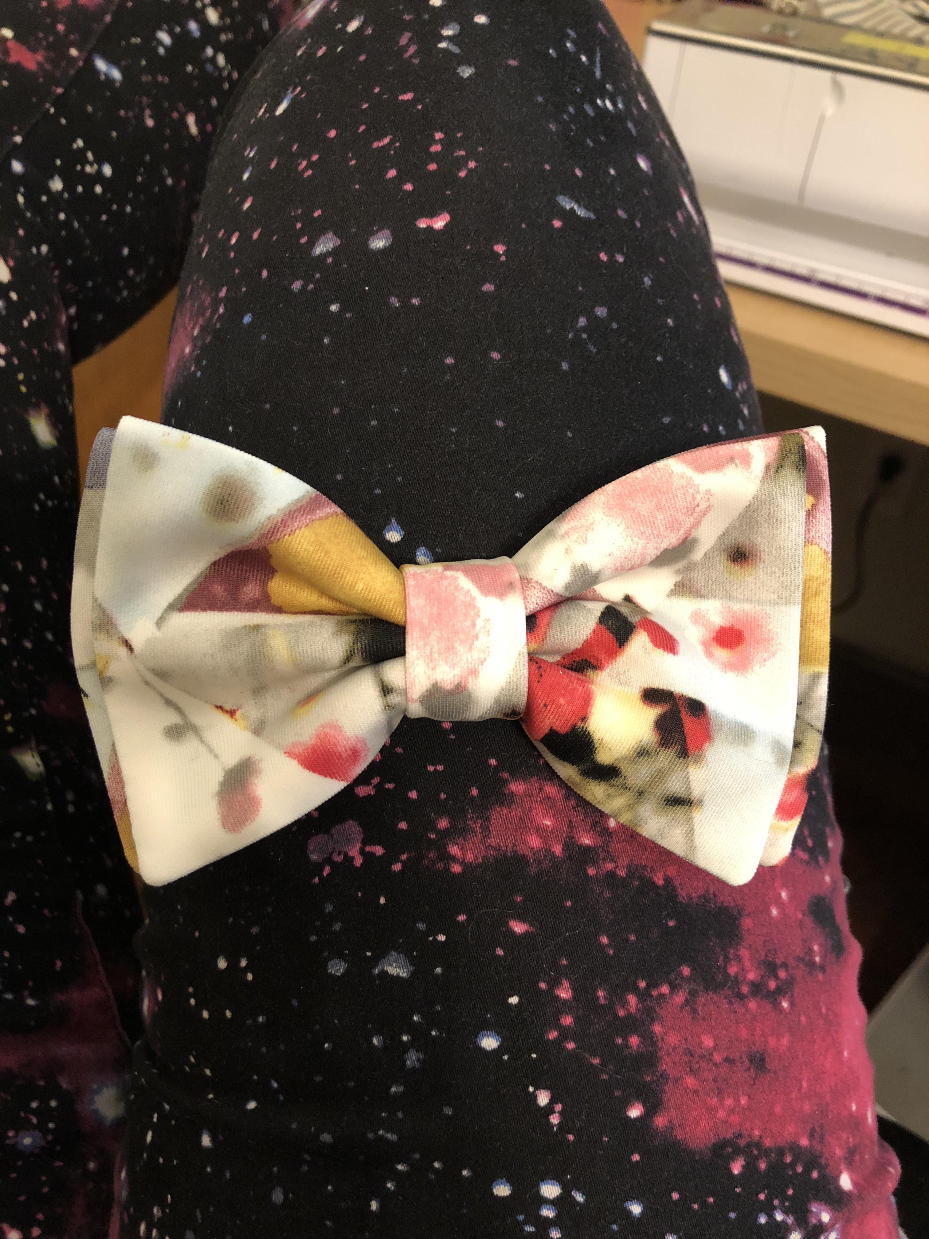 My husband asked for a bow tie to match my dress the night before the