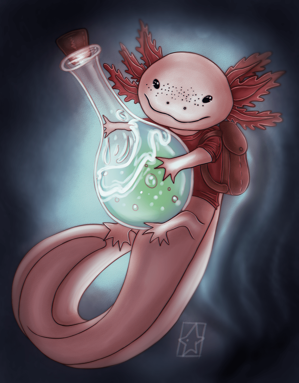 An Axolotl Adventurer! Art by me. r/axolotls
