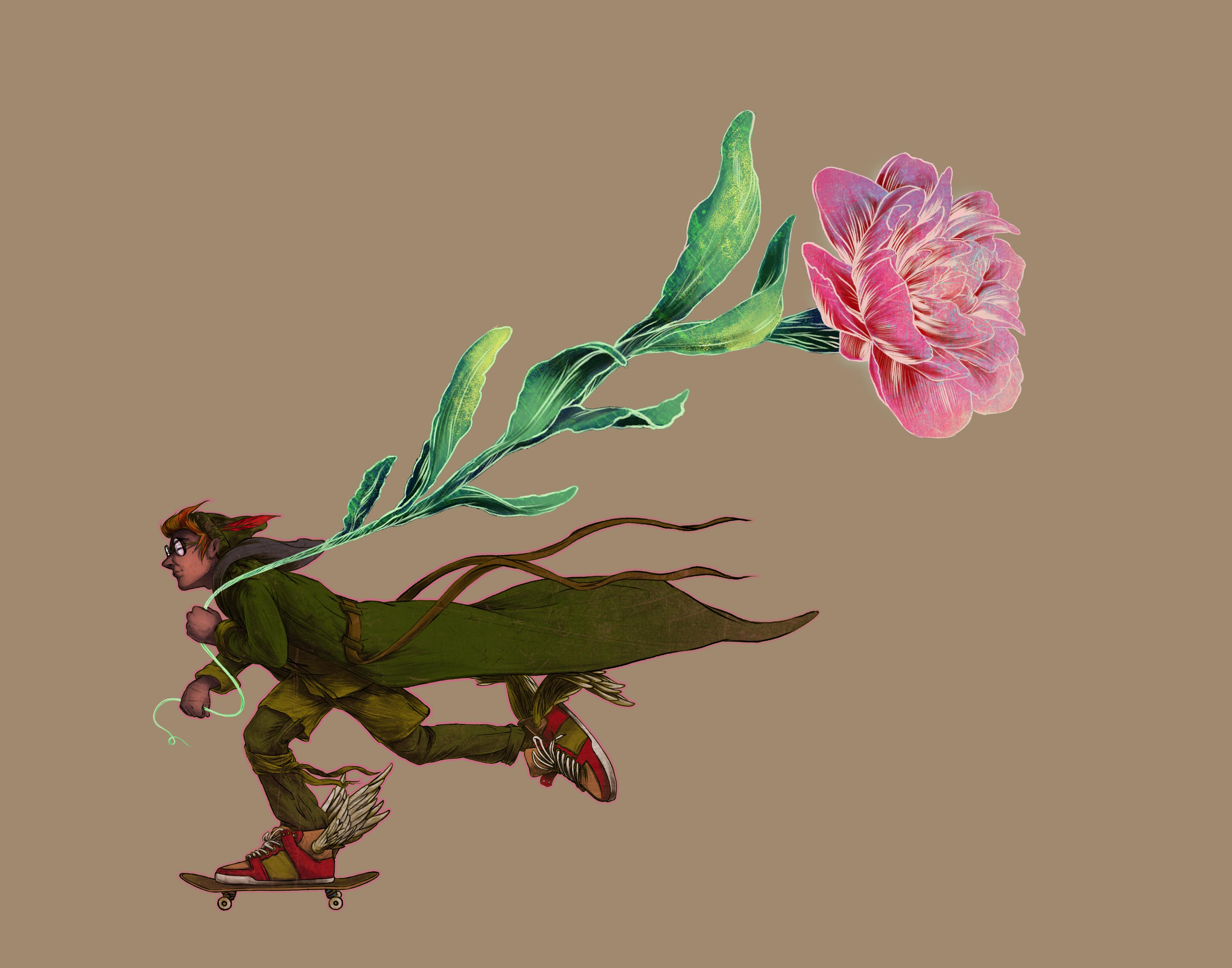 "flower thief, digital, 16"x12" r/Art