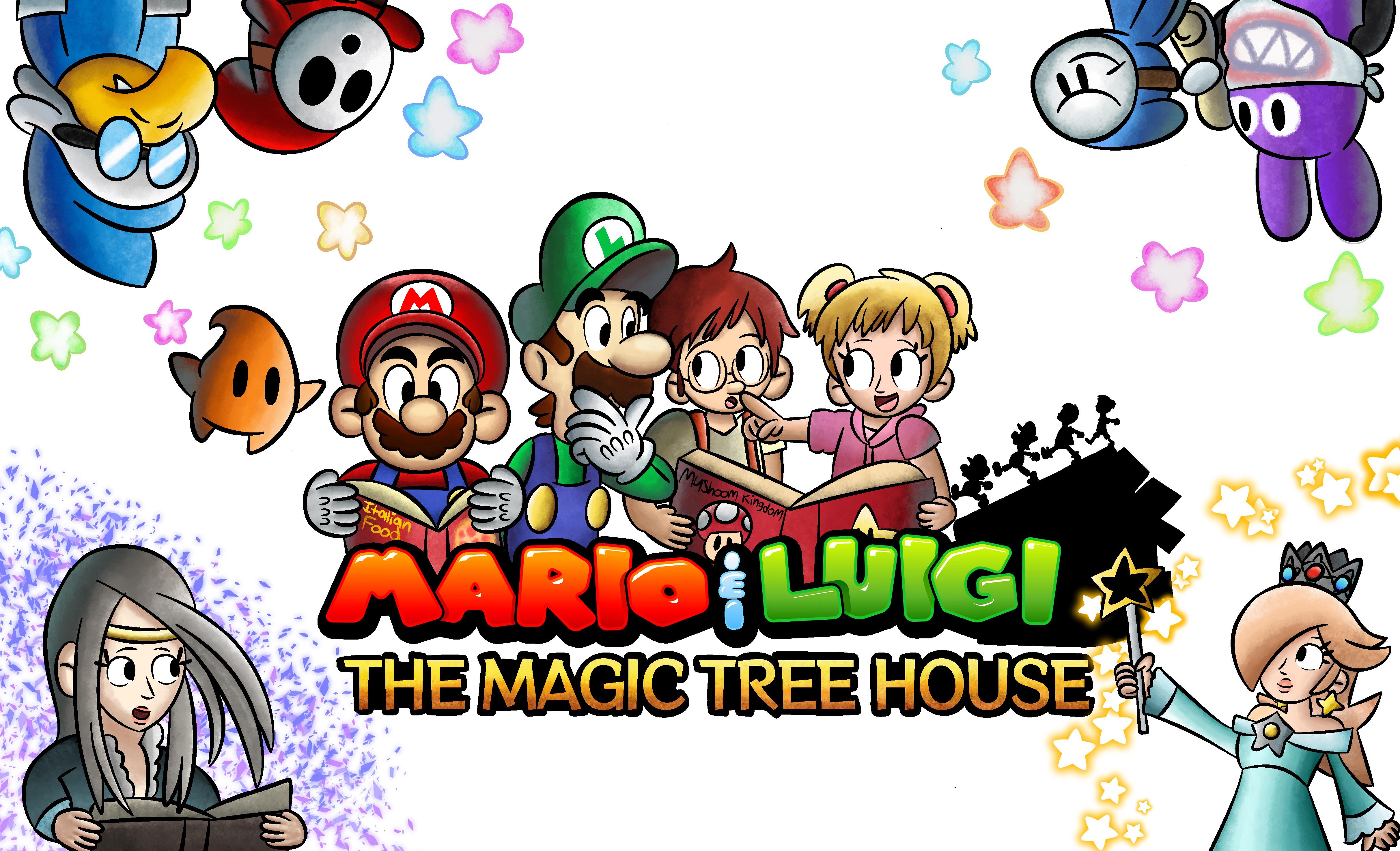 Luigi seems to see some fellow siblings reading a book about he