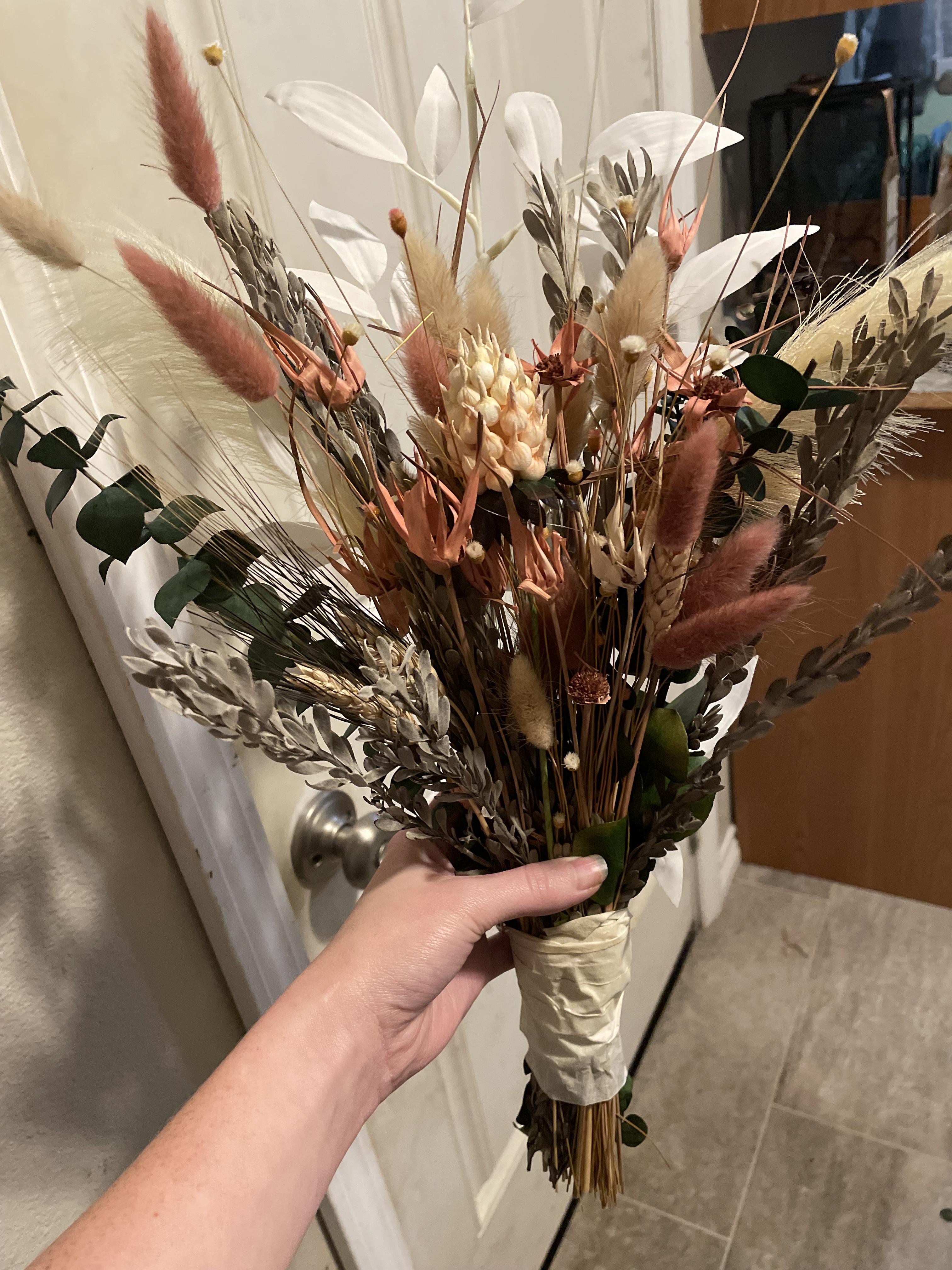 Made my wedding bouquet out of dried florals and I LOVE how it turned