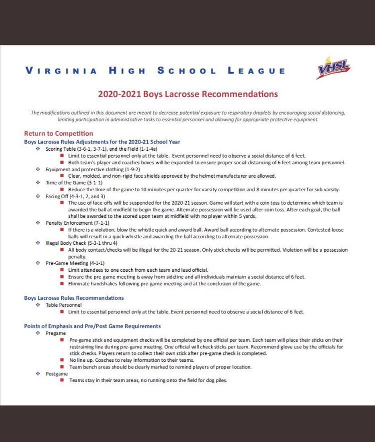 saw someone bring up the new VHSL rules and here they are. r/lacrosse