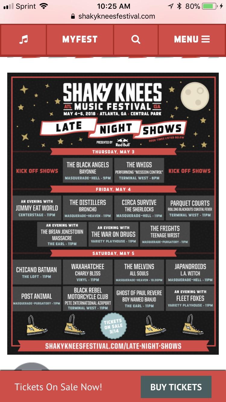 Late Night Shows Announced! r/ShakyKnees