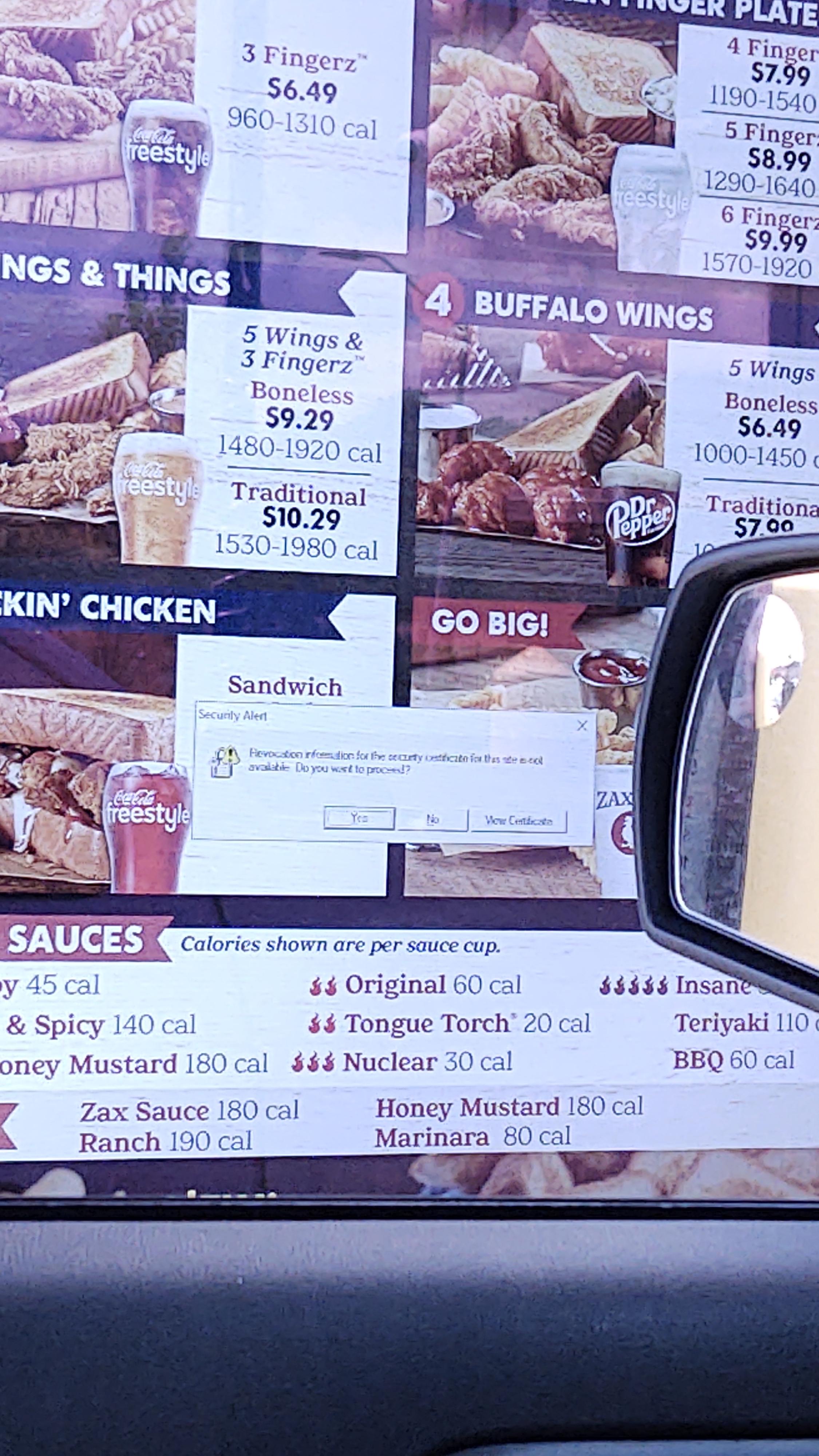 Zaxby's menu in Nashville NC r/softwaregore
