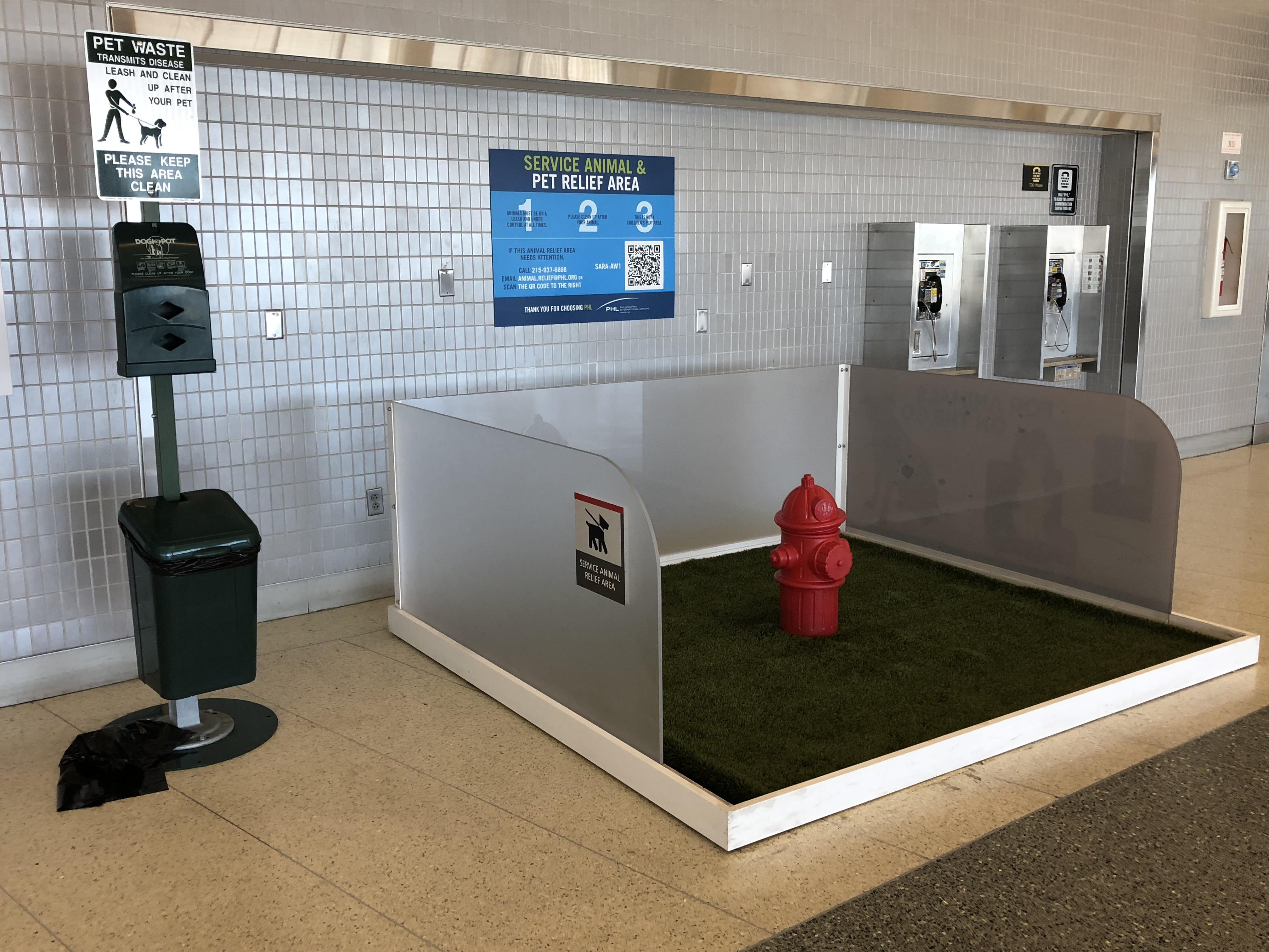 The Philadelphia airport has a “service animal and pet relief area