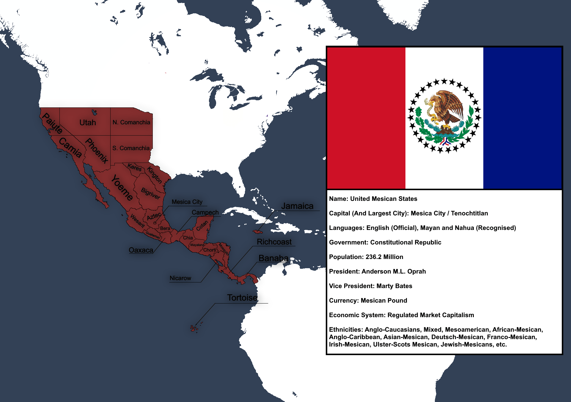 United Mesican States What if England Colonized First? r/imaginarymaps
