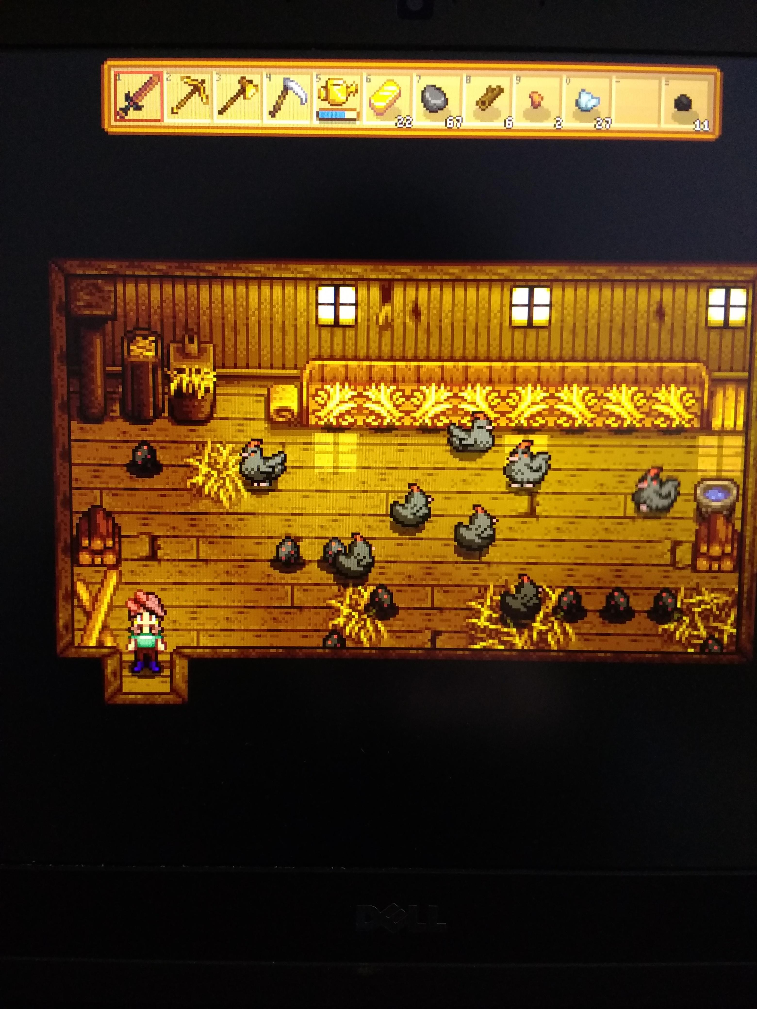My Void Chicken coop! I named all of them after famous witches. StardewValley