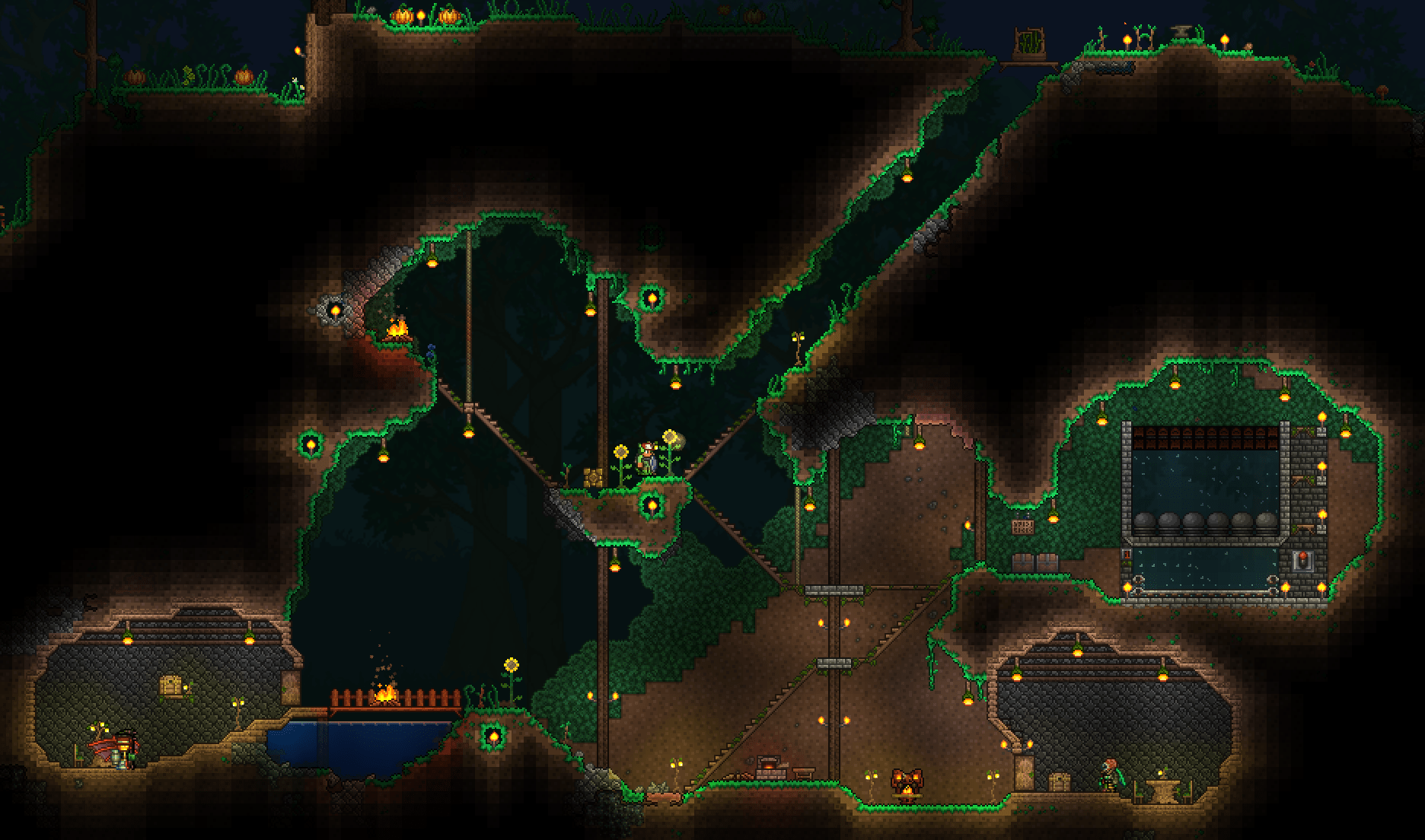 PreHardmode Homes and a Statue farm I just finished. Any thoughts? r/Terraria