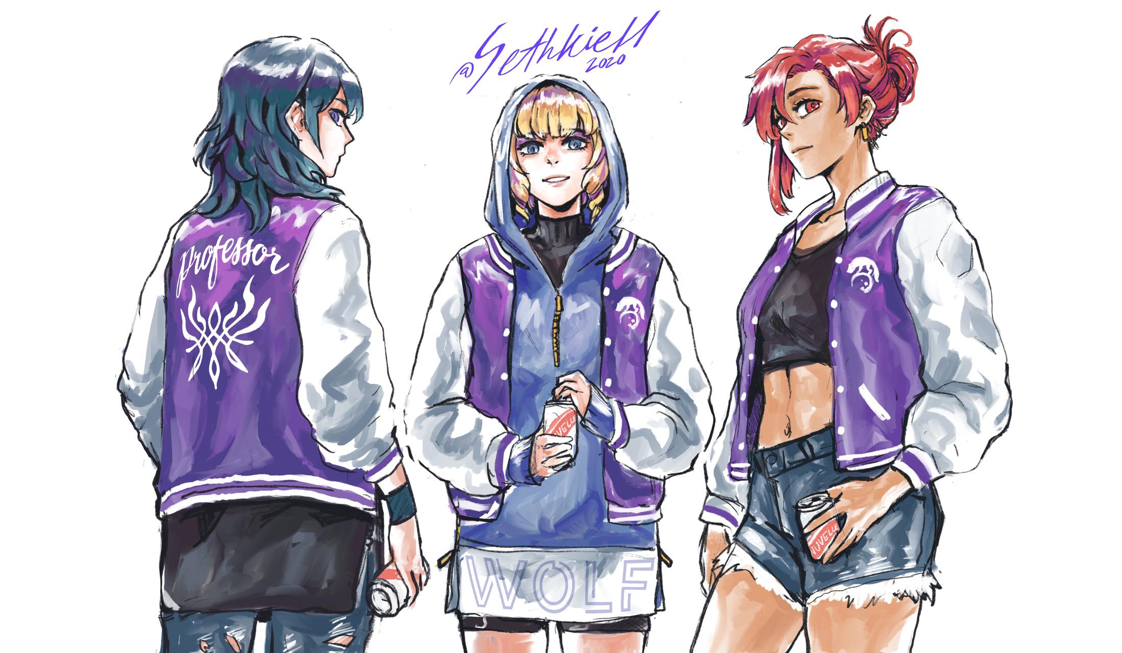 I drew Byleth, Constance and Hapi as Jocks r/FireEmblemThreeHouses