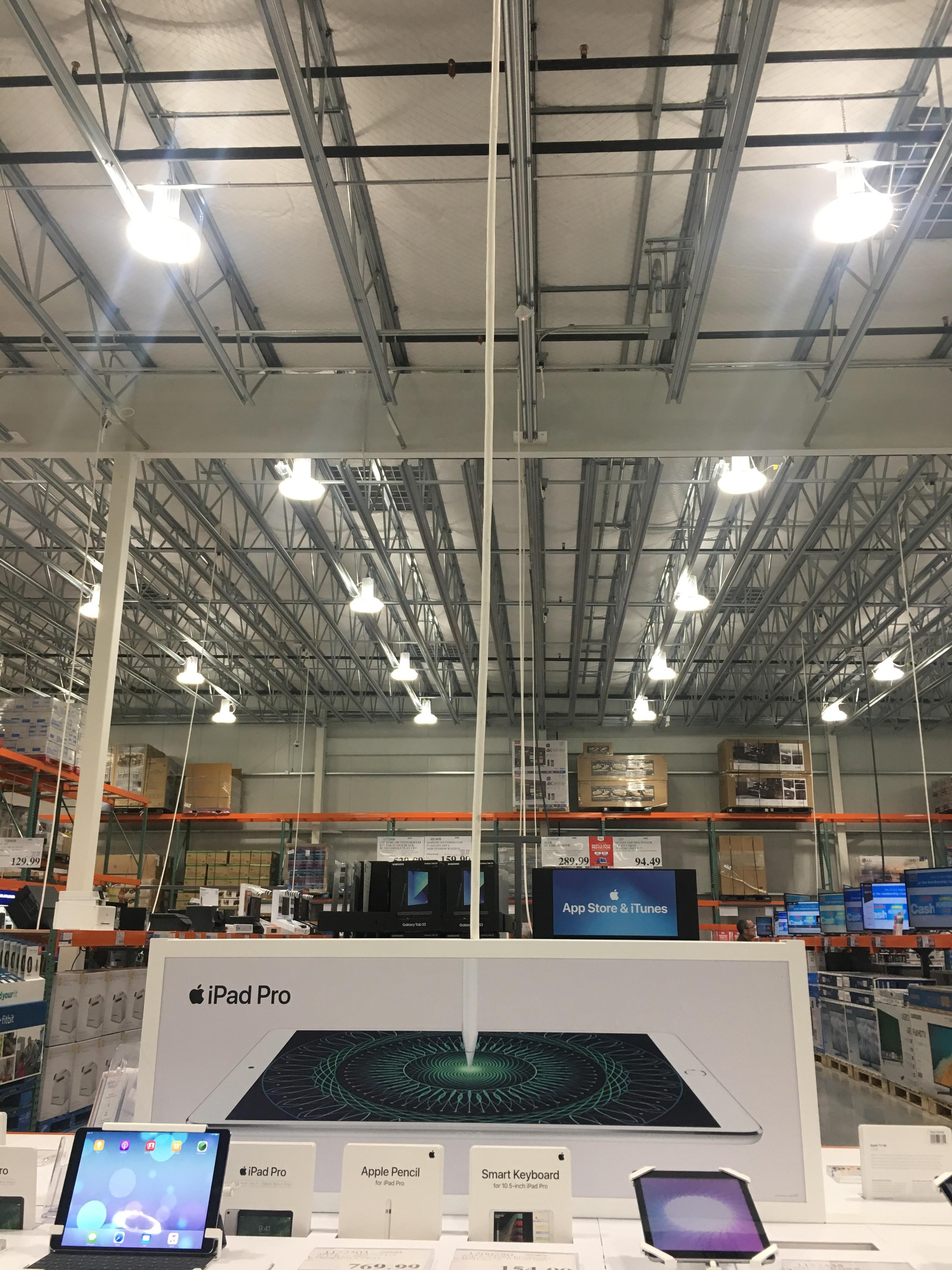 The power cable hangs down right into the Apple pen Costco